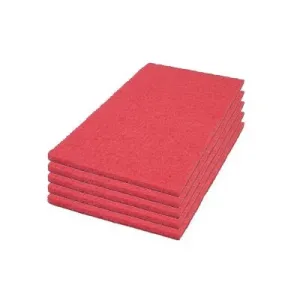 12" x 18" Red Rectangular Floor Buffing & Spacer Pads - Case of 5