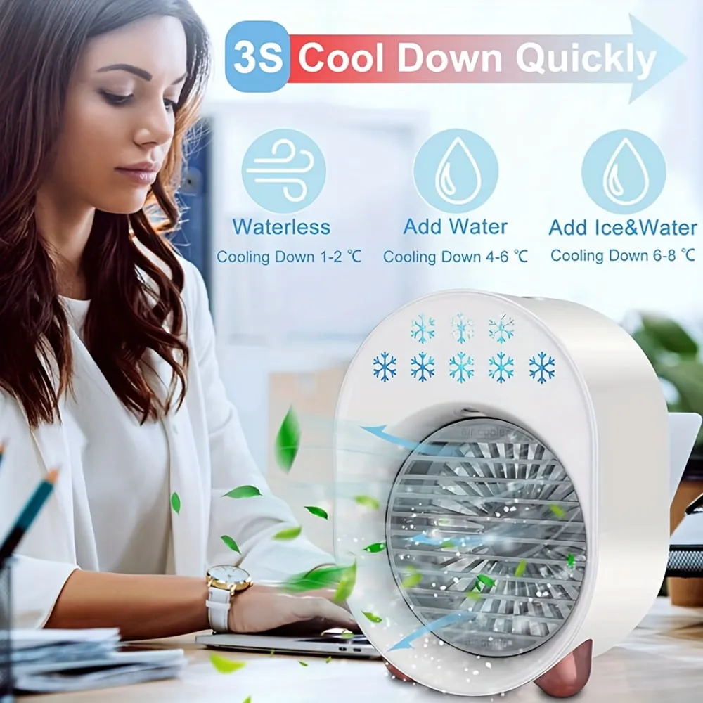 1pc Portable Air Conditioners Fan, 3-in-1 Personal Mini Evaporative Air Cooler With 3 Wind Speeds Small AC Fan, Desktop Cooling Fan For Home Room, Bedroom, Office