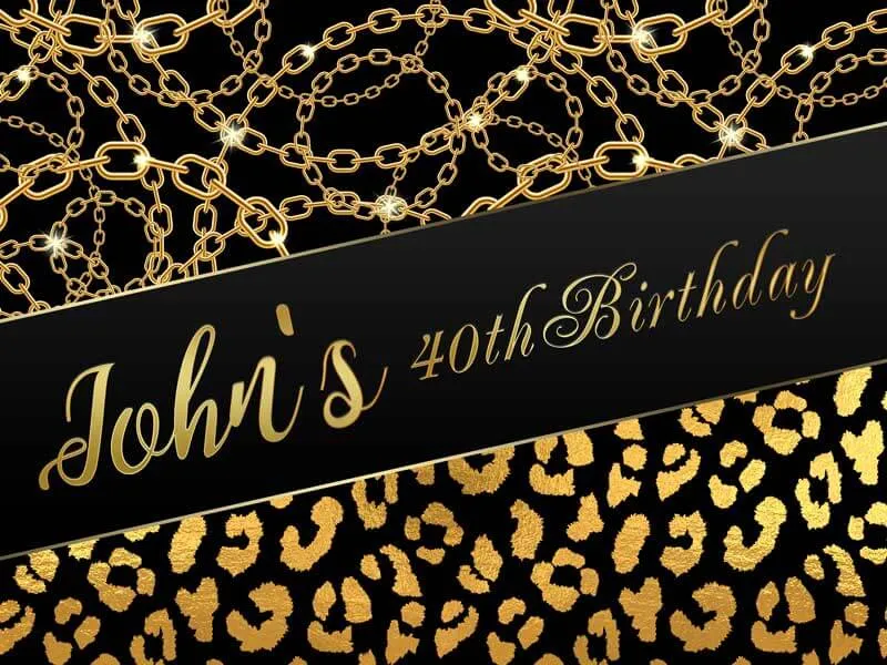 40th Birthday Black and Gold Backdrop for Him