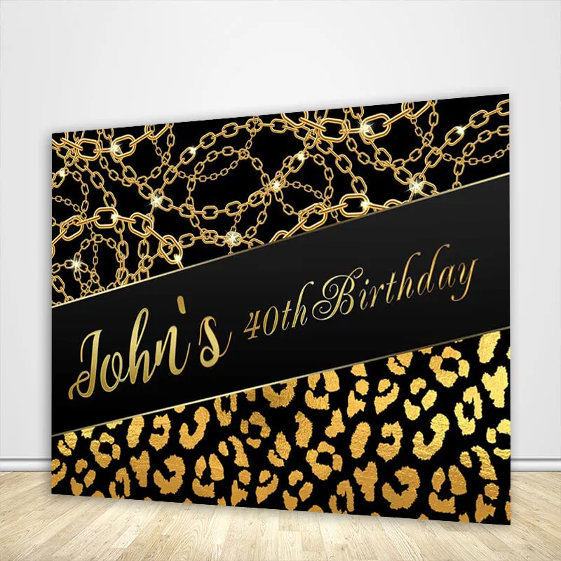 40th Birthday Black and Gold Backdrop for Him