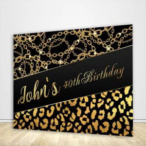 40th Birthday Black and Gold Backdrop for Him