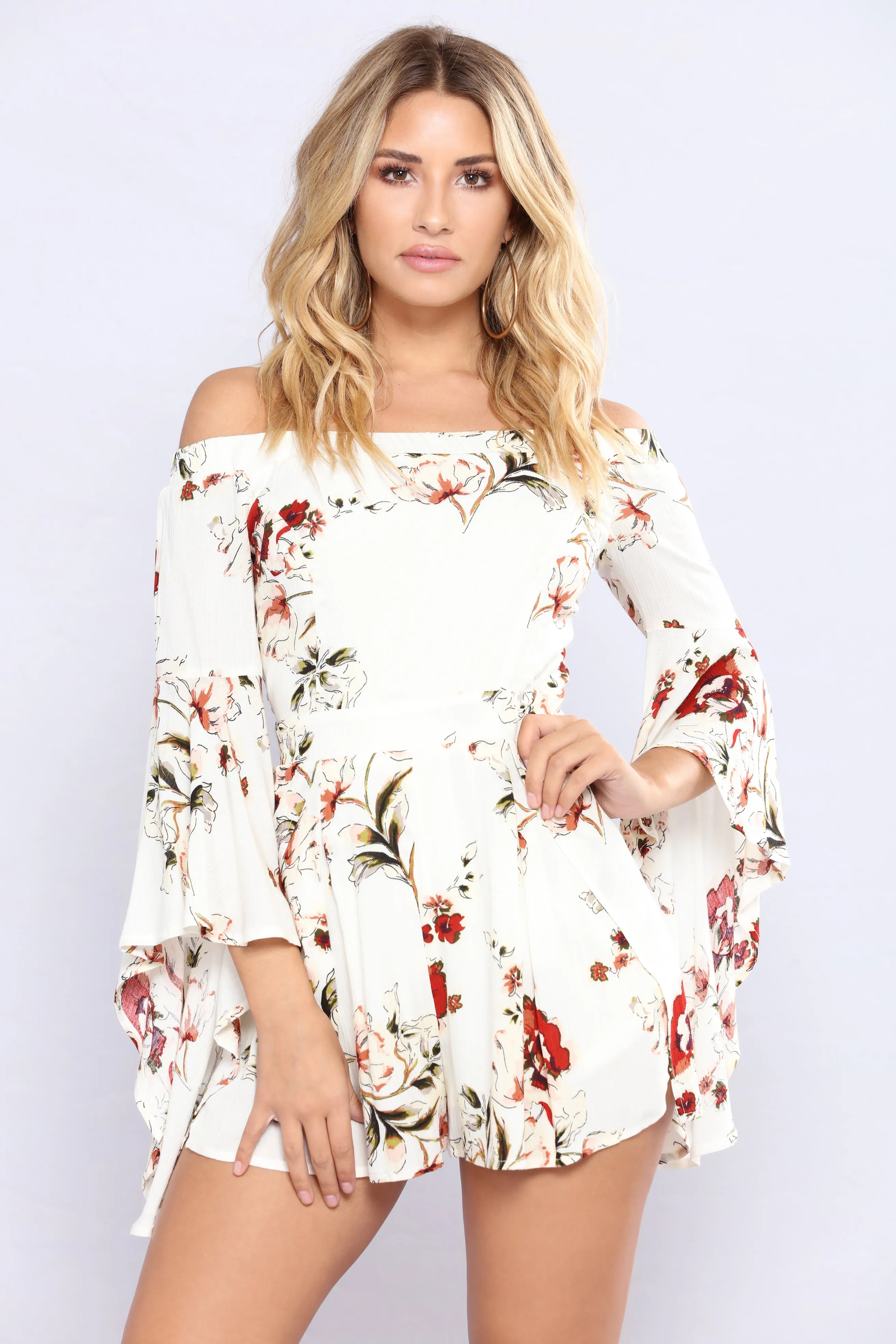 April Showers Floral Romper - Ivory