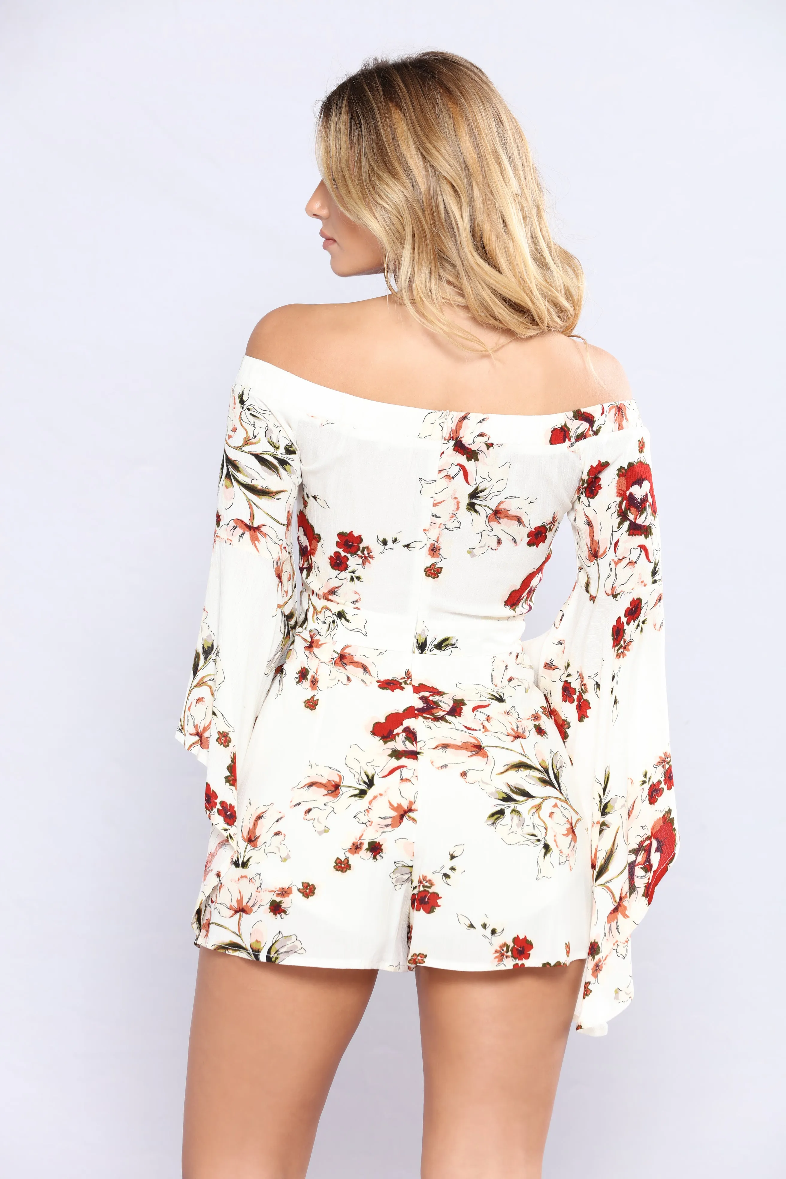 April Showers Floral Romper - Ivory