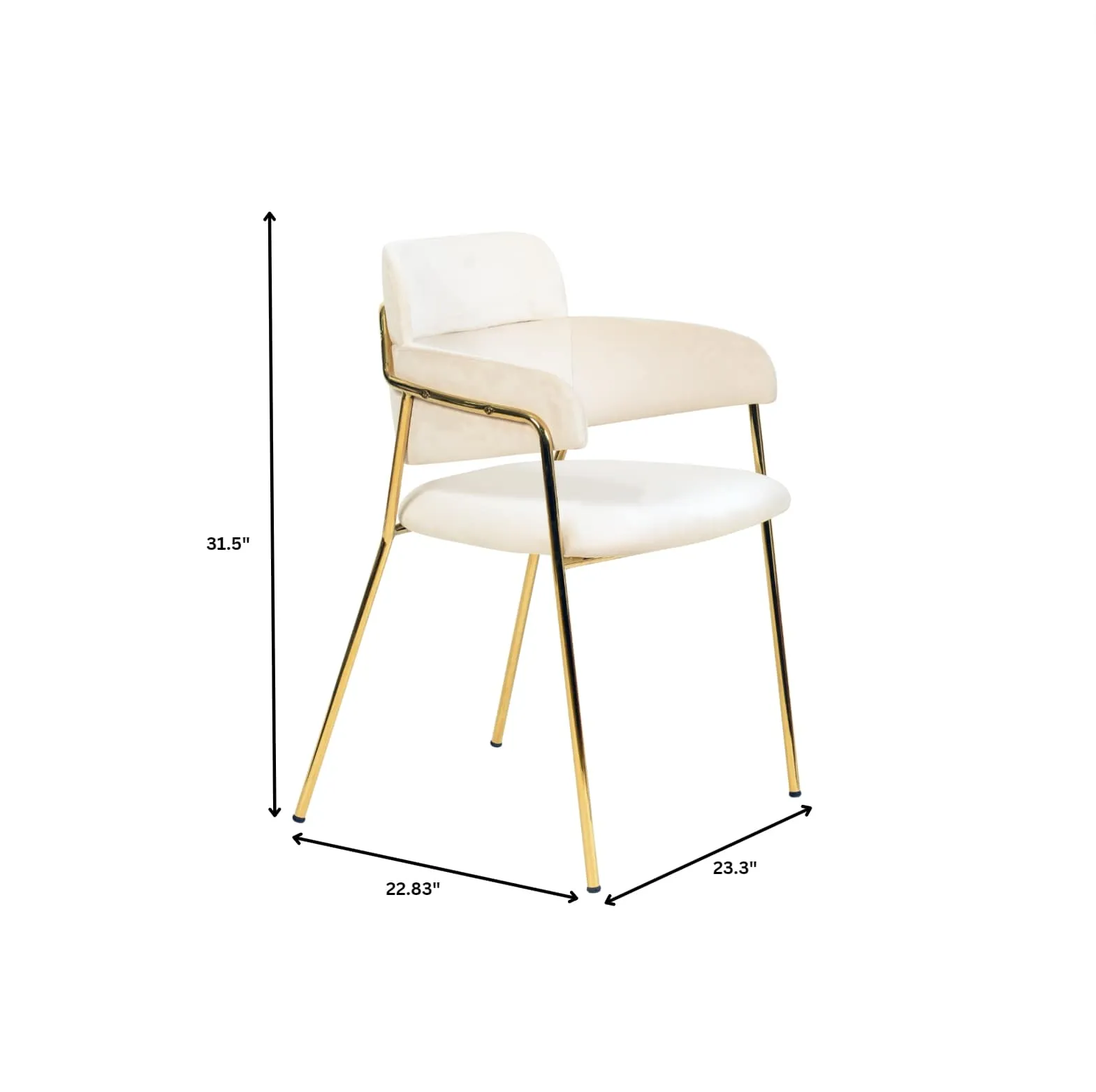 Axis Upholstered Dining Chairs Curved Open-Back & Gold Legs Set of 2