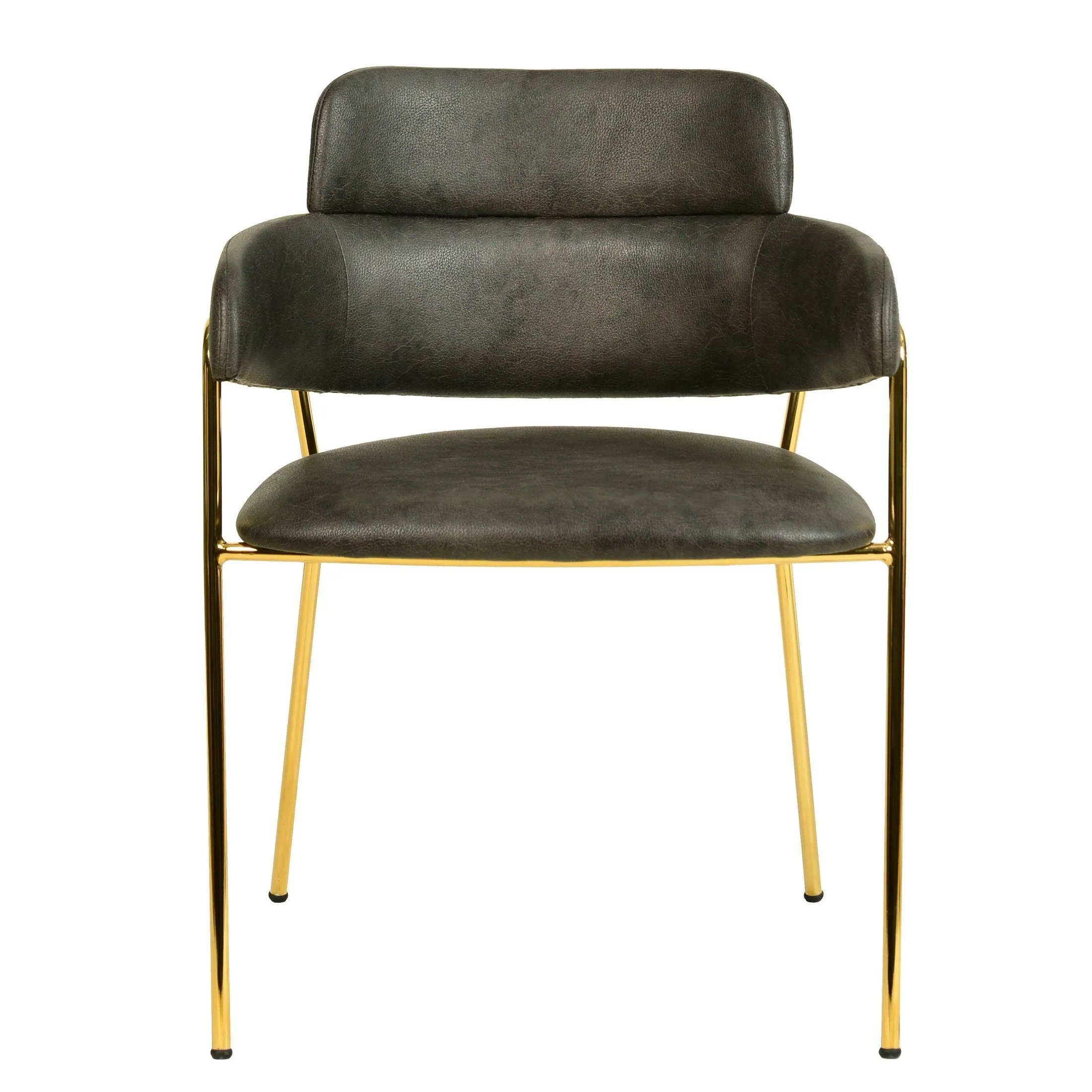 Axis Upholstered Dining Chairs Curved Open-Back & Gold Legs Set of 2