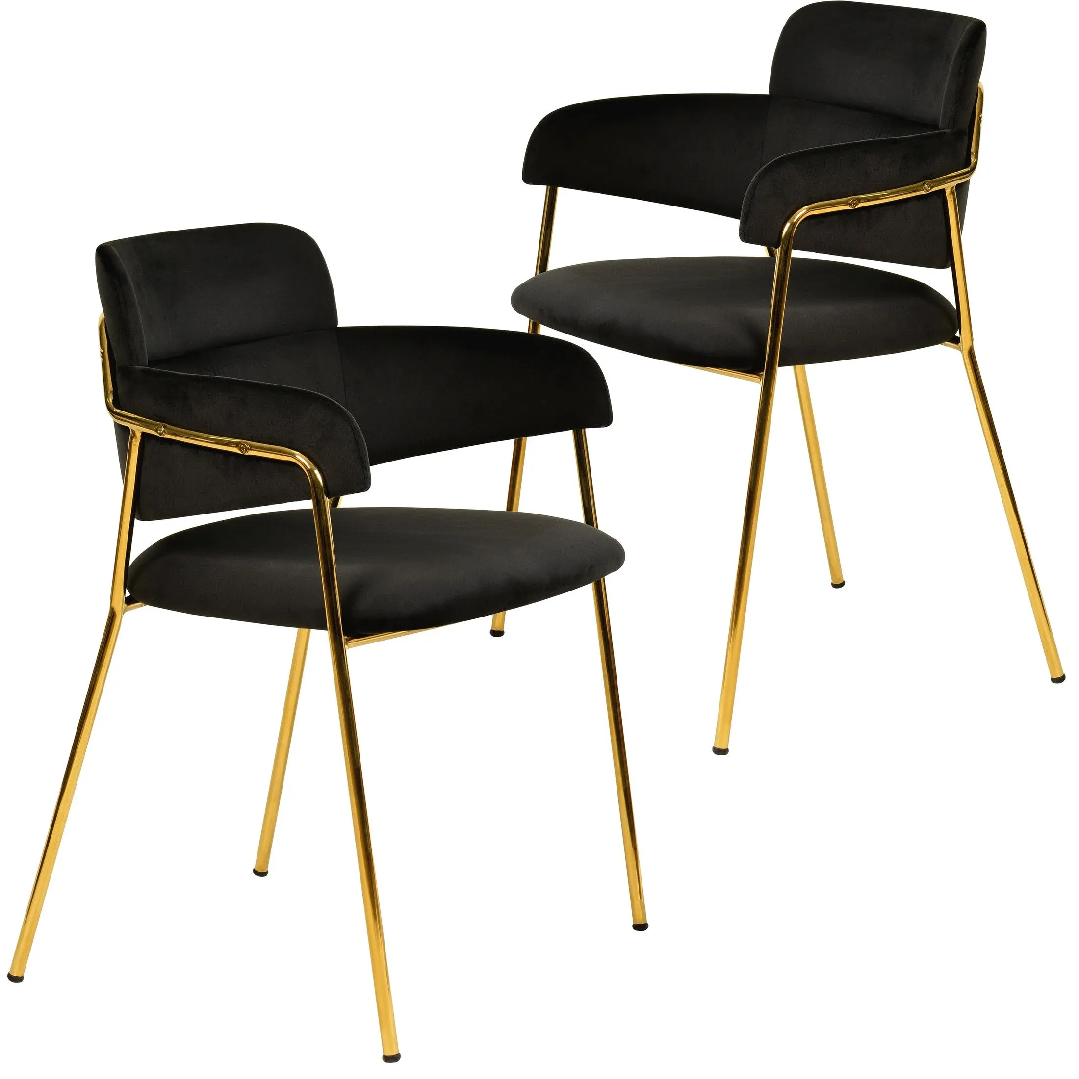 Axis Upholstered Dining Chairs Curved Open-Back & Gold Legs Set of 2