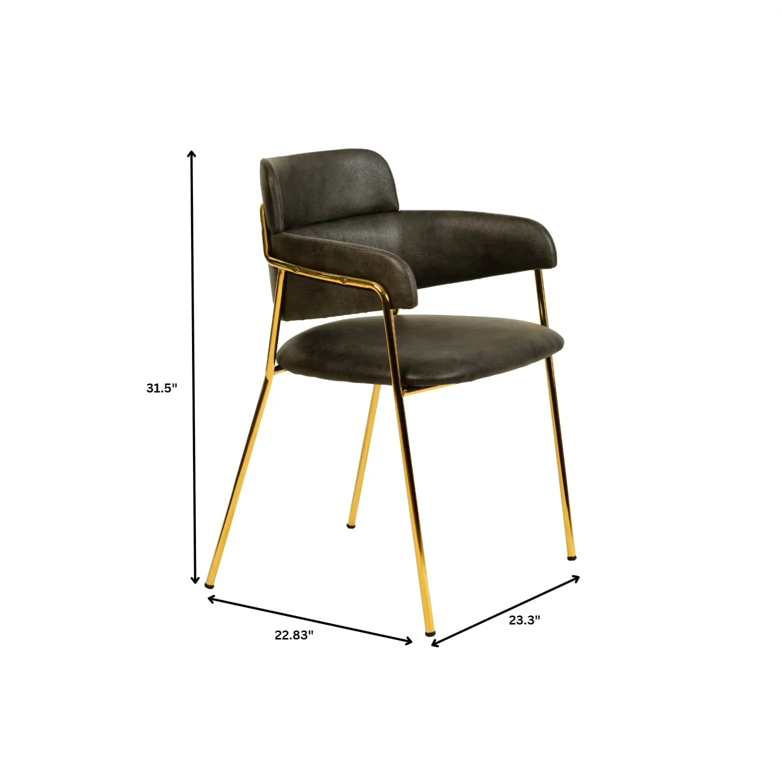 Axis Upholstered Dining Chairs Curved Open-Back & Gold Legs Set of 2