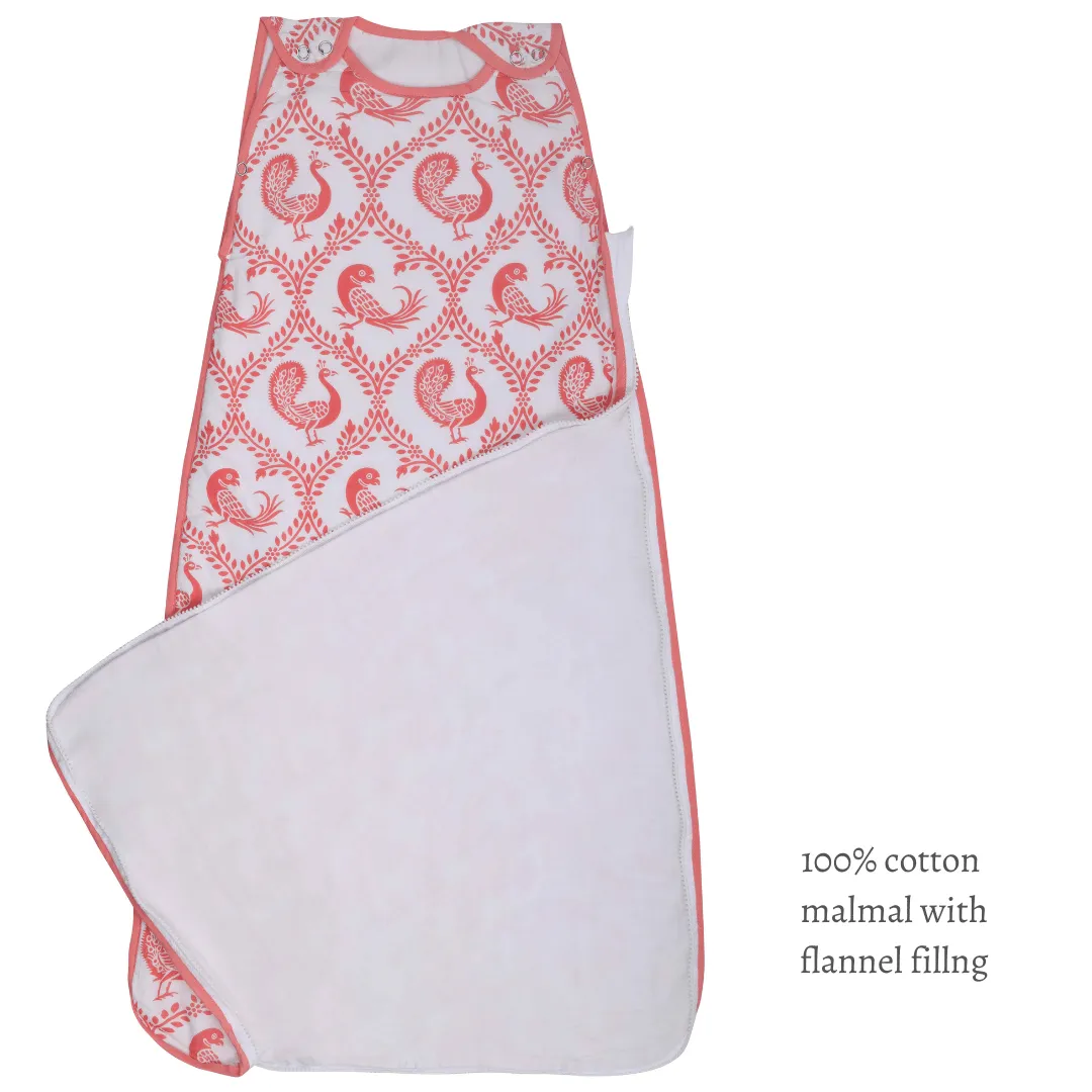 Baby Sleeping Bag | Cotton Malmal | Pyaare Panchhi Pink