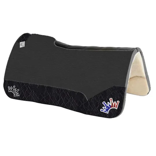 Best Ever 1" OG Fleesar Series Saddle Pad with Black Elephant Wear Leathers And Flag Crown- 32"X32"