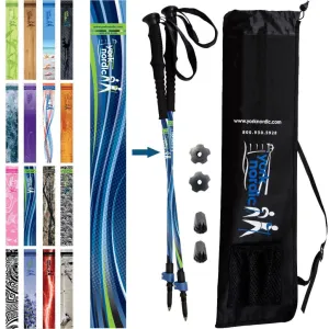 Blue Breeze Hiking & Walking Poles w-flip locks, detachable feet and travel bag - pair - For Heights up to 6’2”