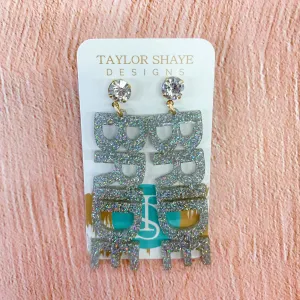 Bride Silver Glitter Earrings by Taylor Shaye