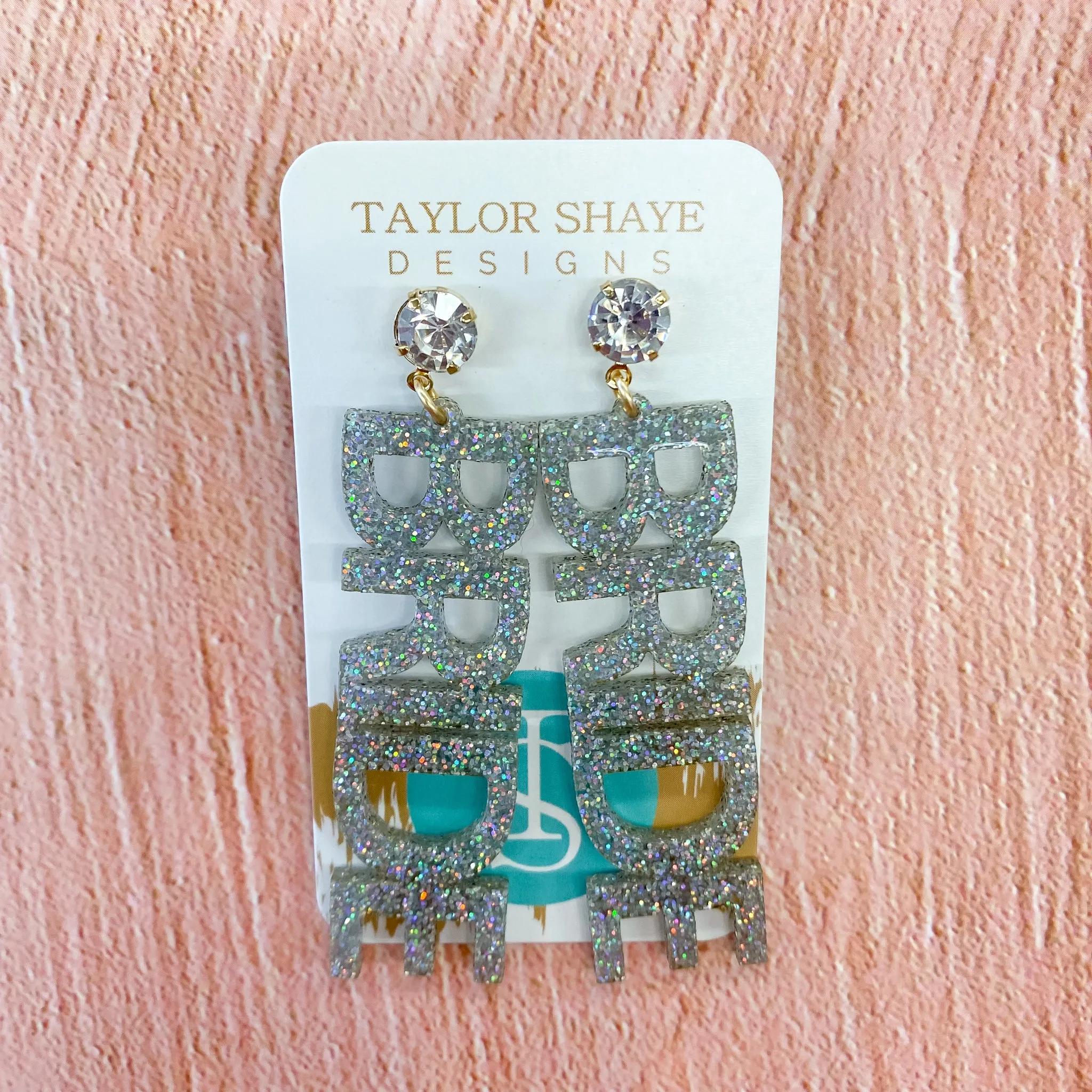 Bride Silver Glitter Earrings by Taylor Shaye