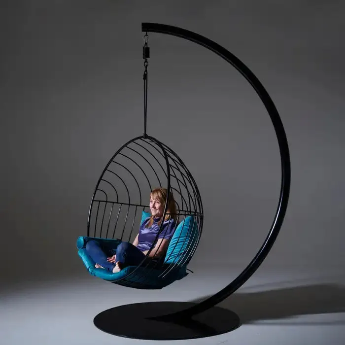 Bubble Chair with Tourmaline Velvet Cushions