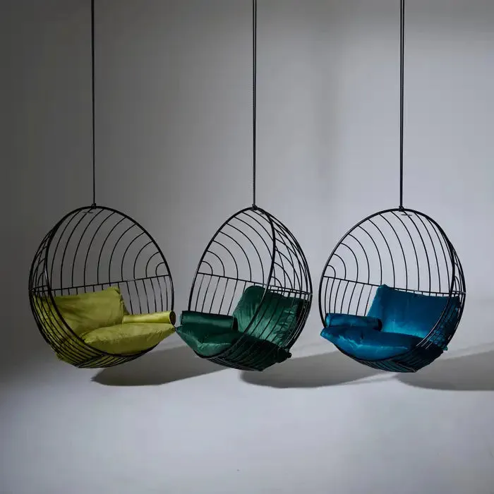 Bubble Chair with Tourmaline Velvet Cushions