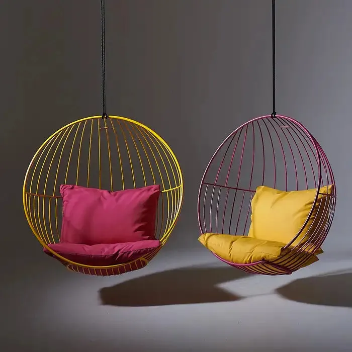 Bubble Chair with Tourmaline Velvet Cushions