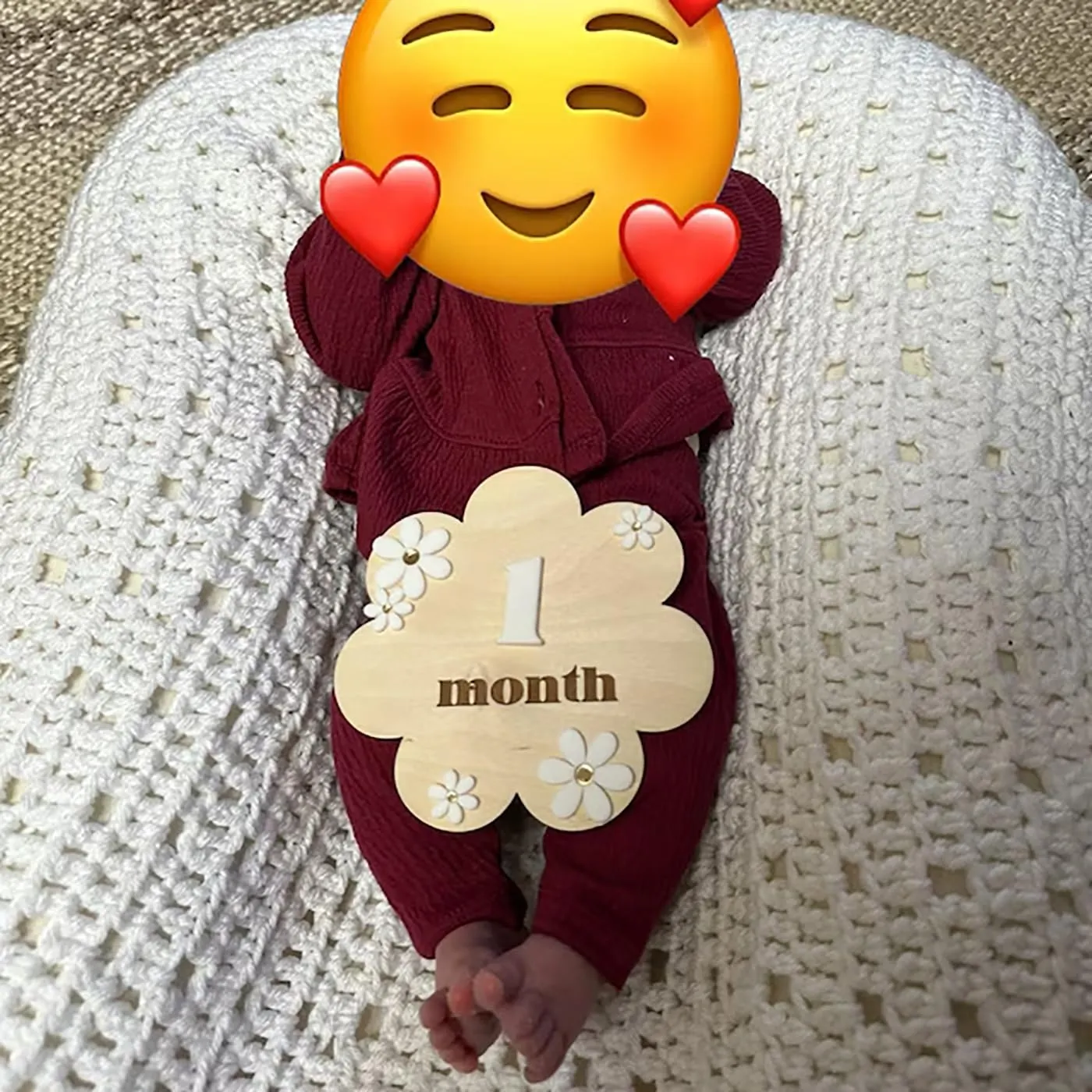 Cliths Wooden Baby Milestone Cards with Daisy Accents, Milestone Props for Babies Photo, Baby Photoshoot Accessories