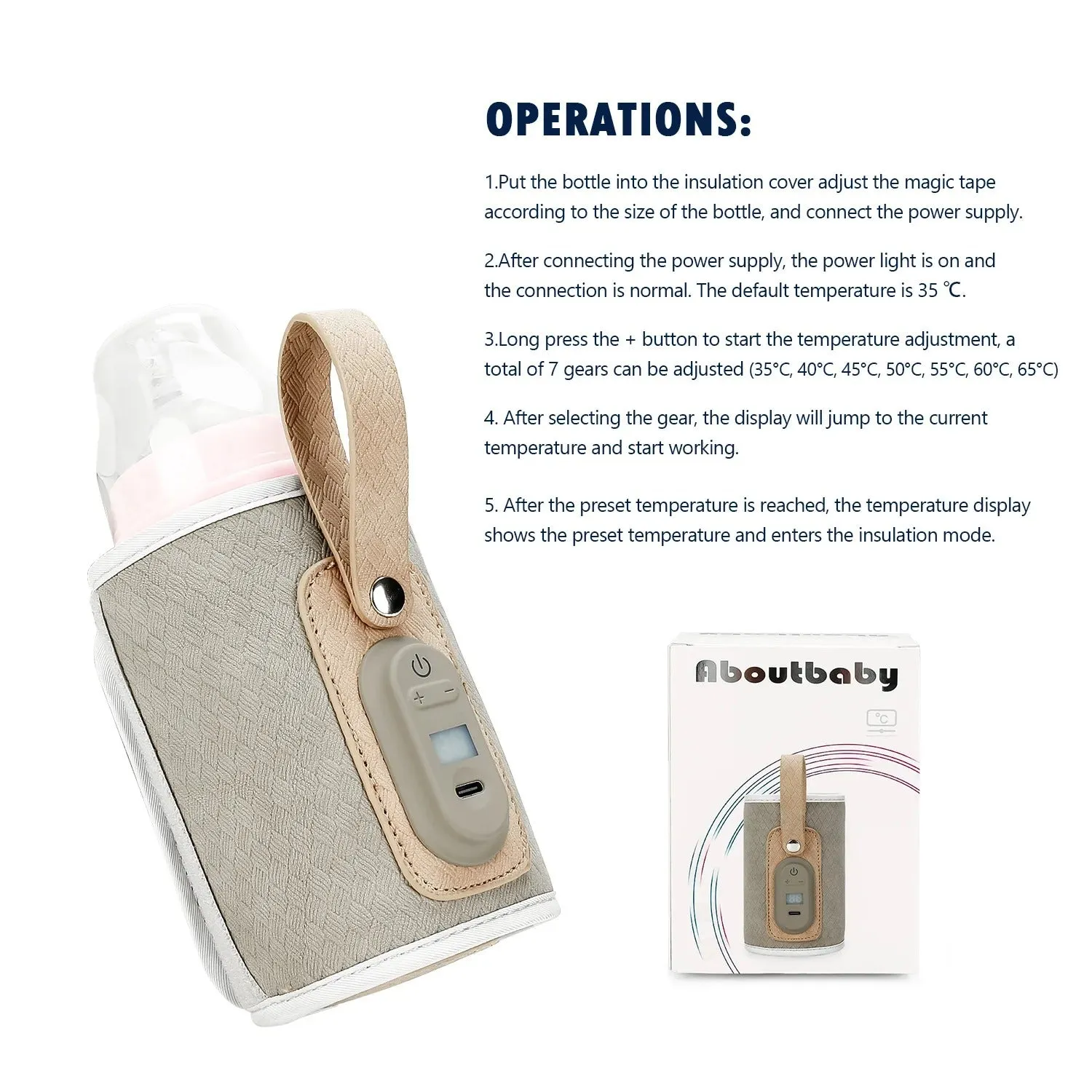 Compact Travel Baby Bottle Warmer - Adjustable Milk Thermostat Bag