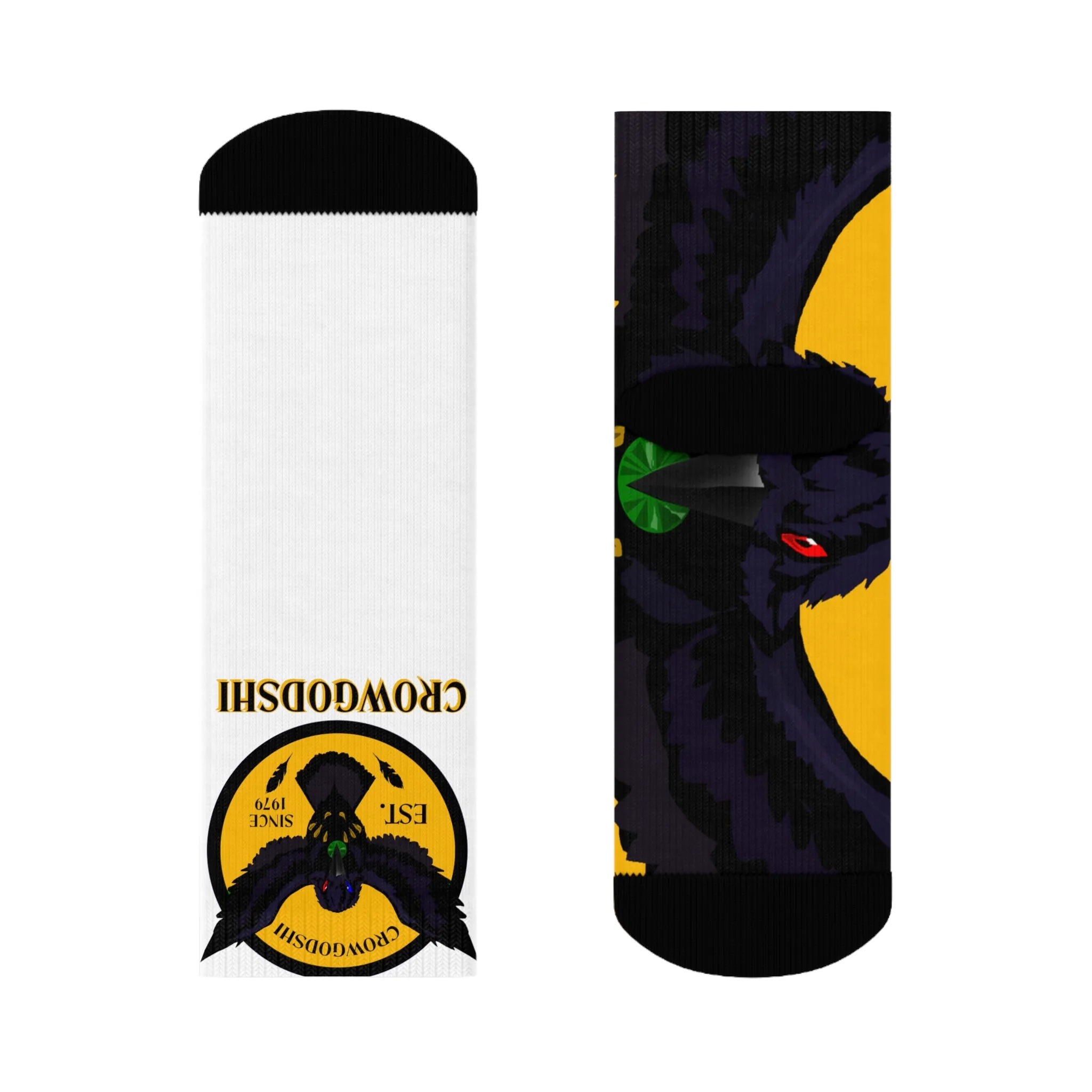 Crowgodshi First Generation Limited Edition White Socks, GOLD LOGO