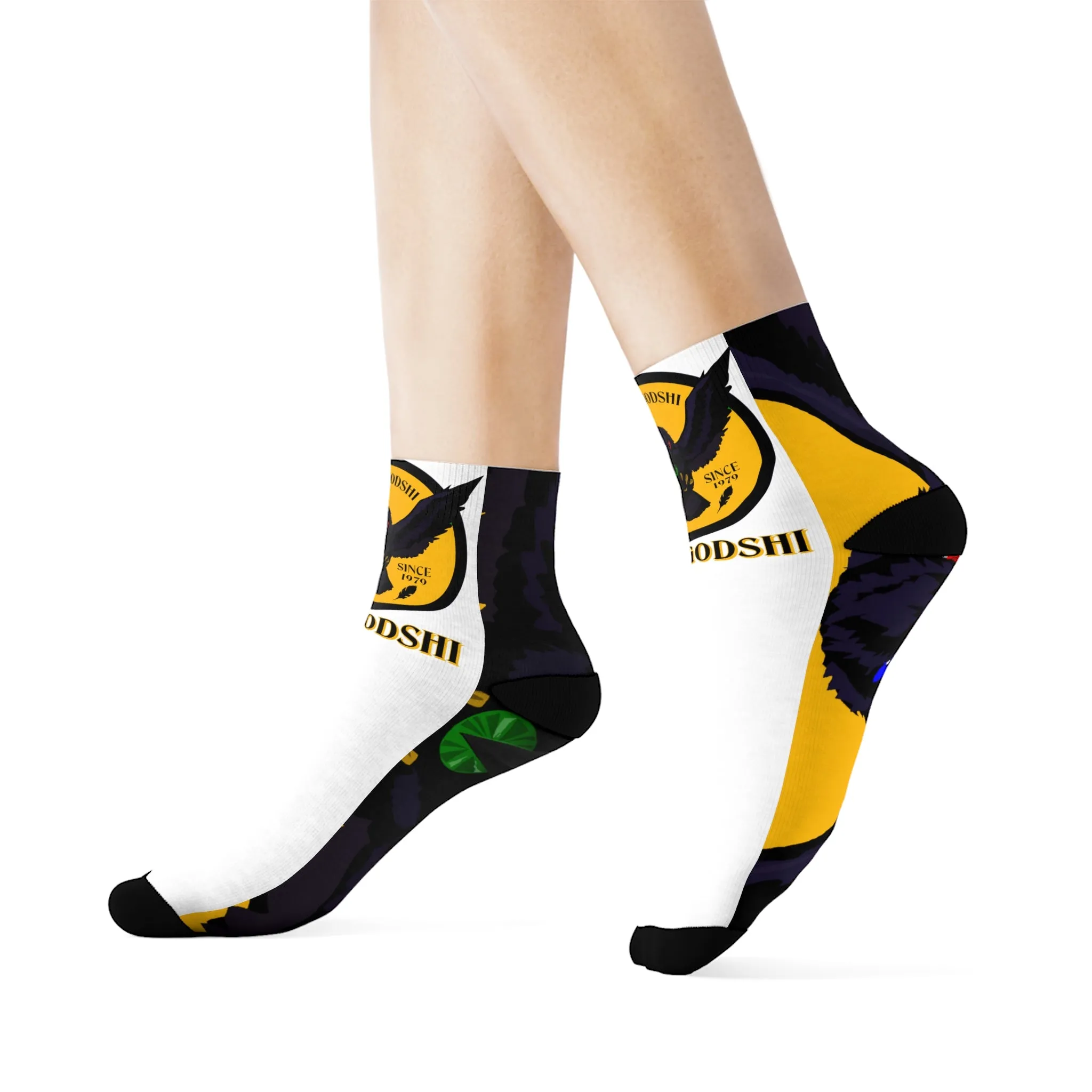 Crowgodshi First Generation Limited Edition White Socks, GOLD LOGO