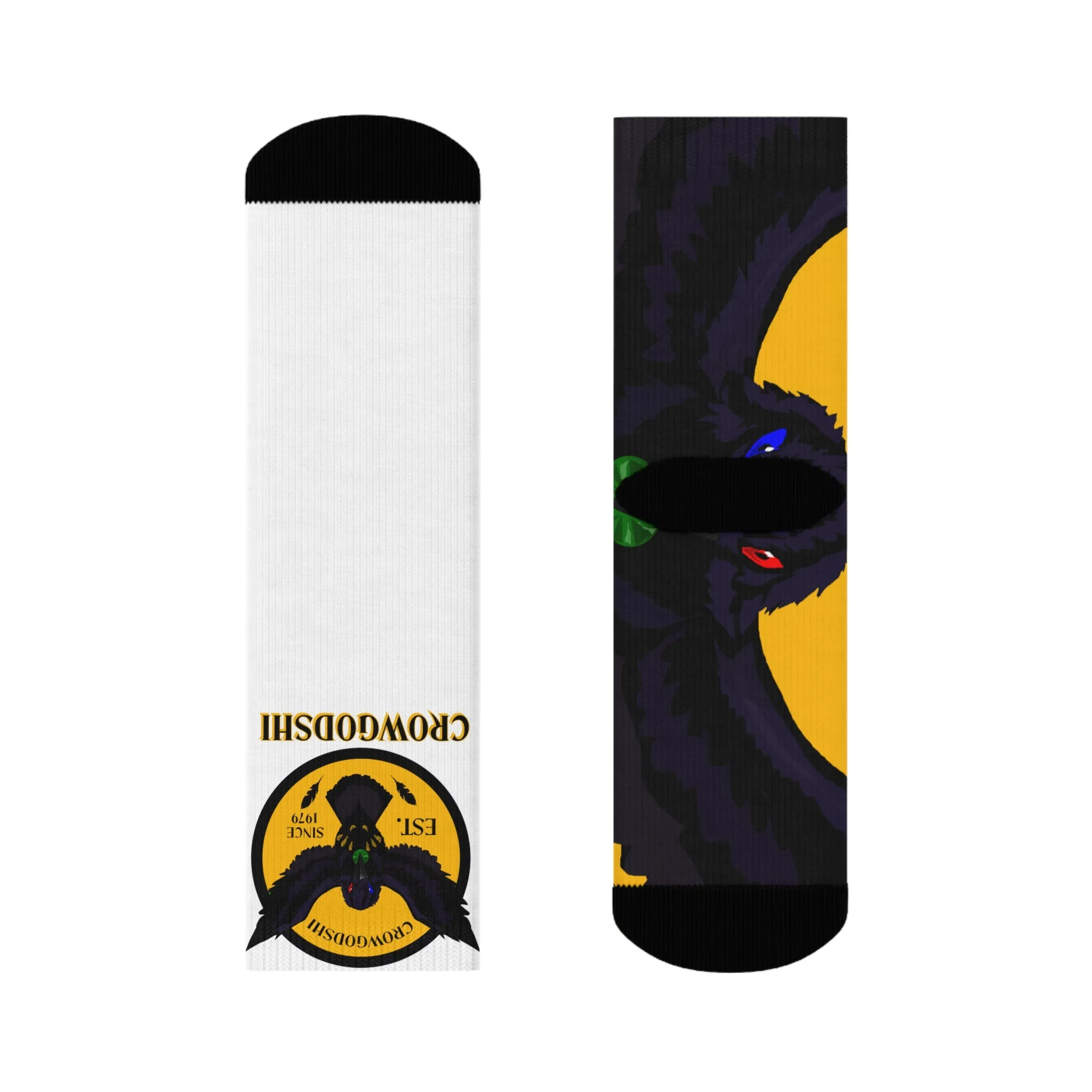 Crowgodshi First Generation Limited Edition White Socks, GOLD LOGO