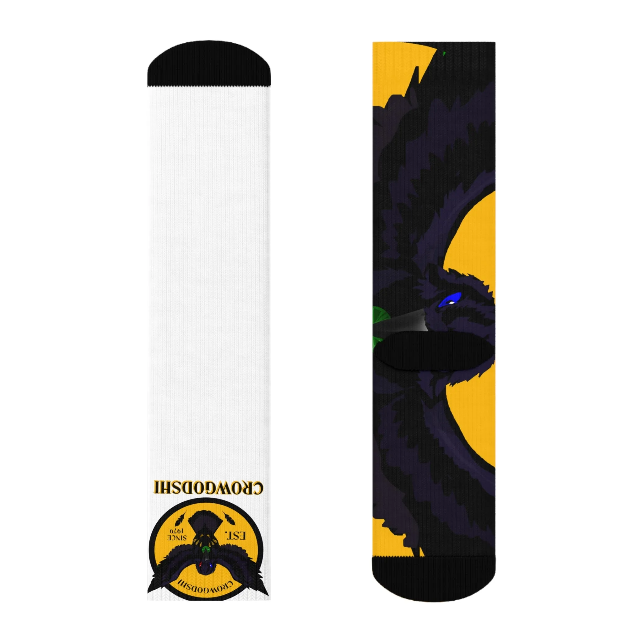 Crowgodshi First Generation Limited Edition White Socks, GOLD LOGO