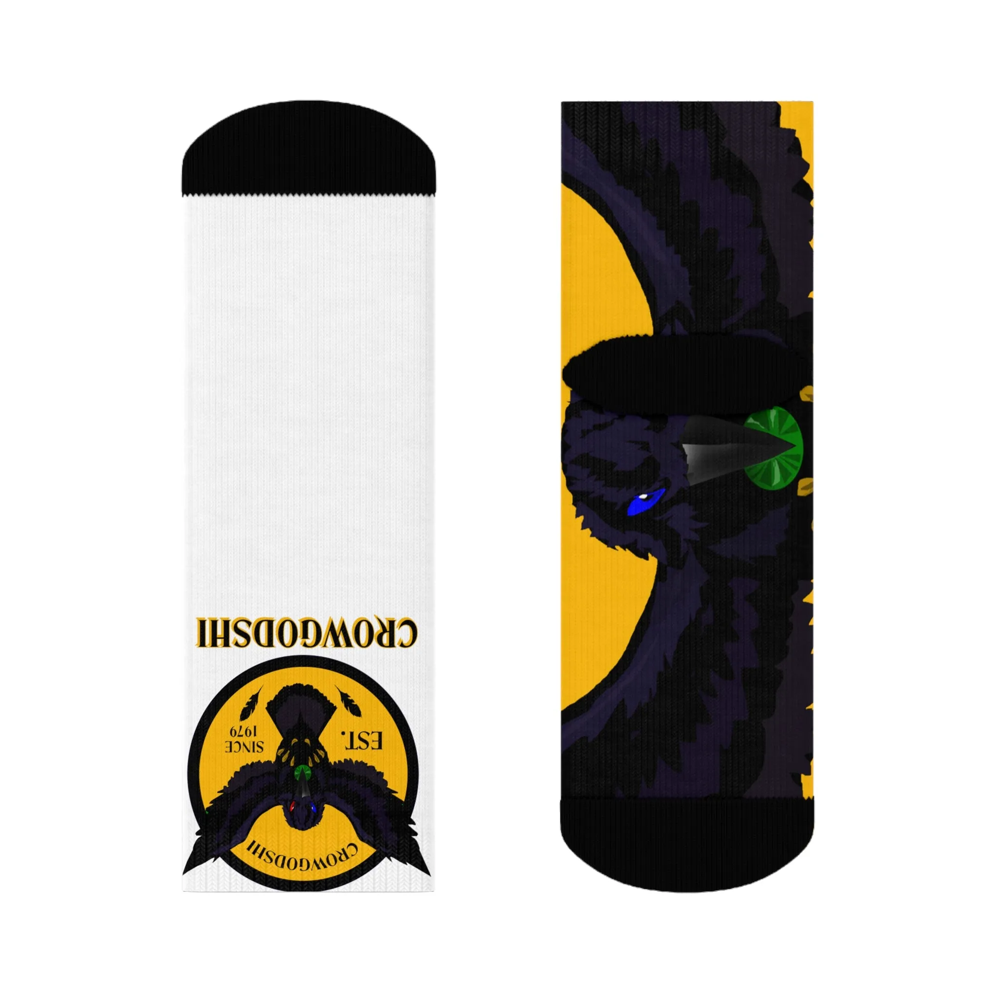 Crowgodshi First Generation Limited Edition White Socks, GOLD LOGO