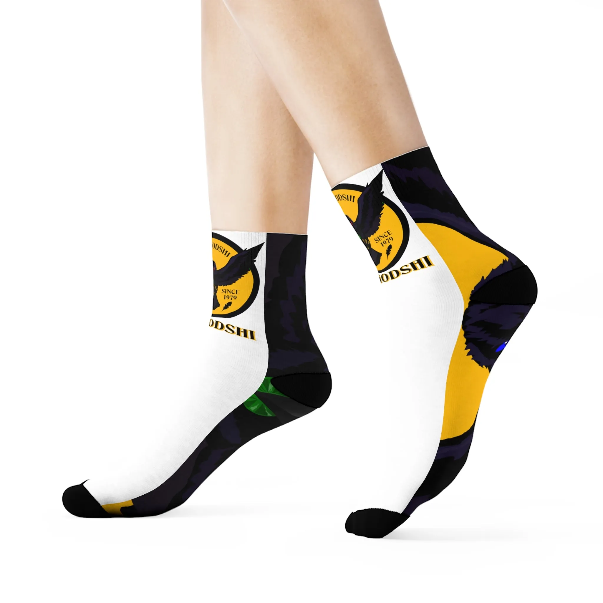 Crowgodshi First Generation Limited Edition White Socks, GOLD LOGO