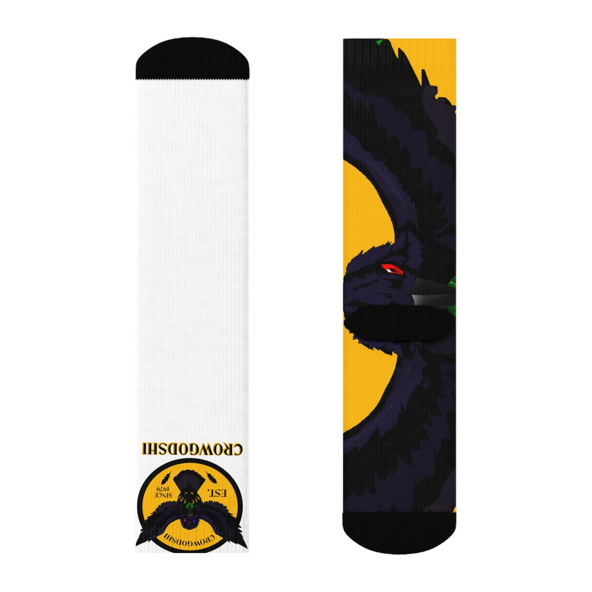 Crowgodshi First Generation Limited Edition White Socks, GOLD LOGO