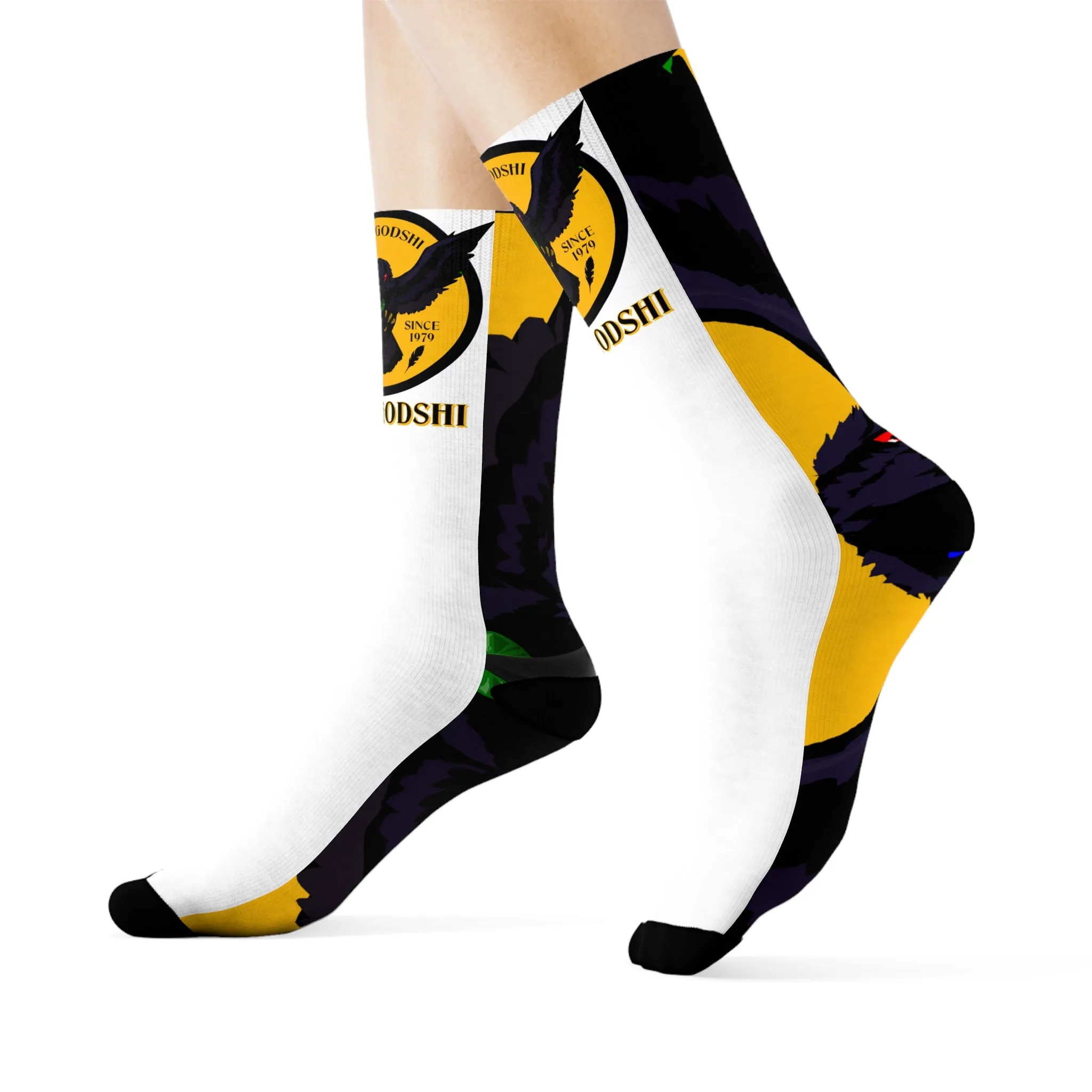 Crowgodshi First Generation Limited Edition White Socks, GOLD LOGO