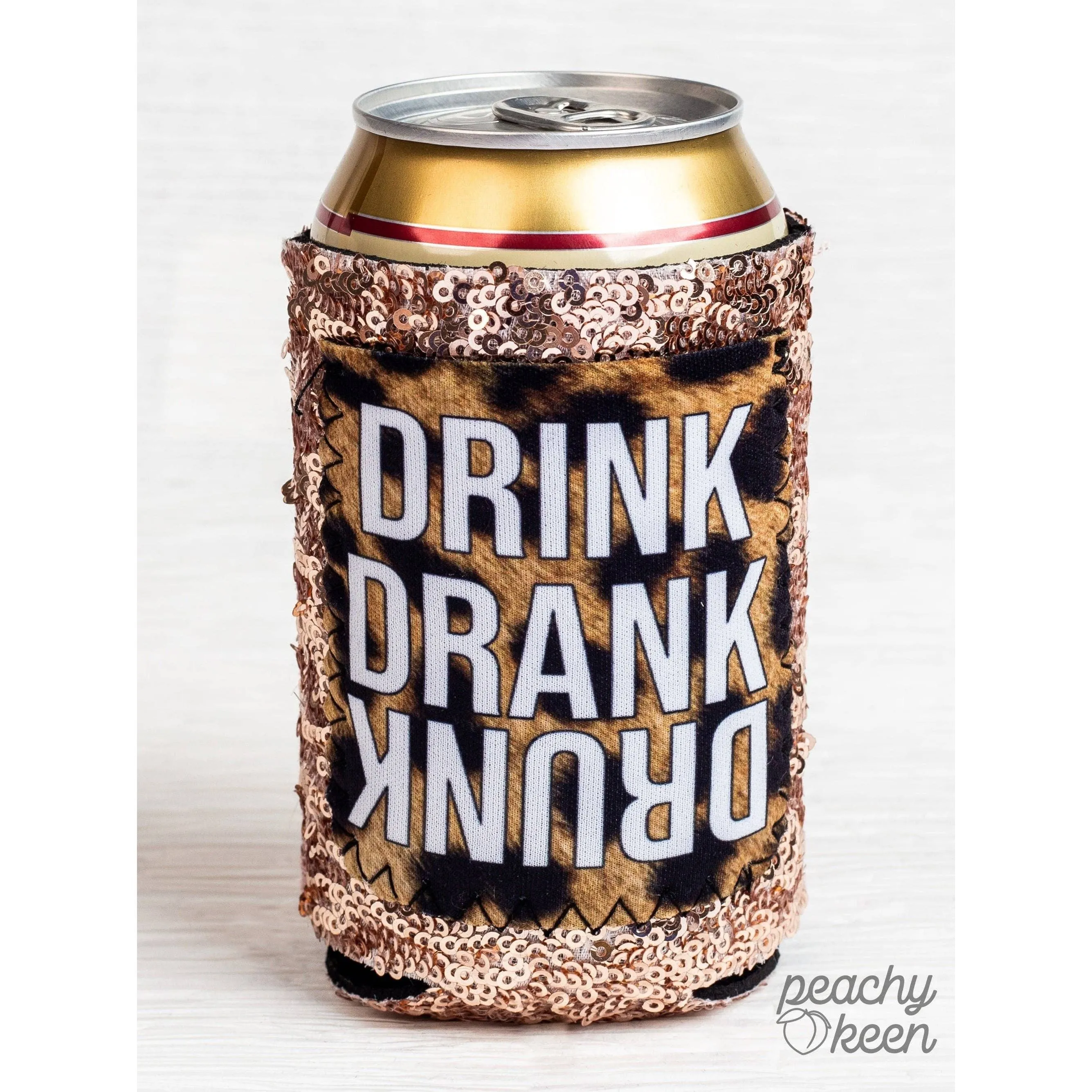 Drink Drank Drunk Sequin Can Cooler: Rosegold / One Size