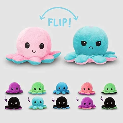 Fluffybliss Reversible Octopus Soft Toys for Kids, Octopus Stuffed Animal Plush Soft Toys for Boys and Girls | Octopus Plushie Toy (Green/Aqua)