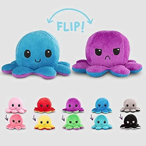 Fluffybliss Reversible Octopus Soft Toys for Kids, Octopus Stuffed Animal Plush Soft Toys for Boys and Girls | Octopus Plushie Toy (Red/Pink)