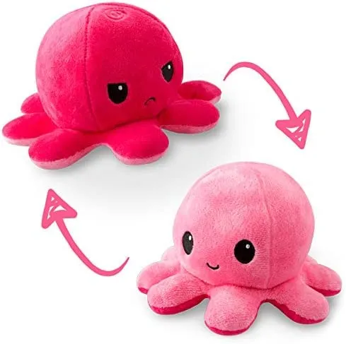 Fluffybliss Reversible Octopus Soft Toys for Kids, Octopus Stuffed Animal Plush Soft Toys for Boys and Girls | Octopus Plushie Toy (Red/Pink)