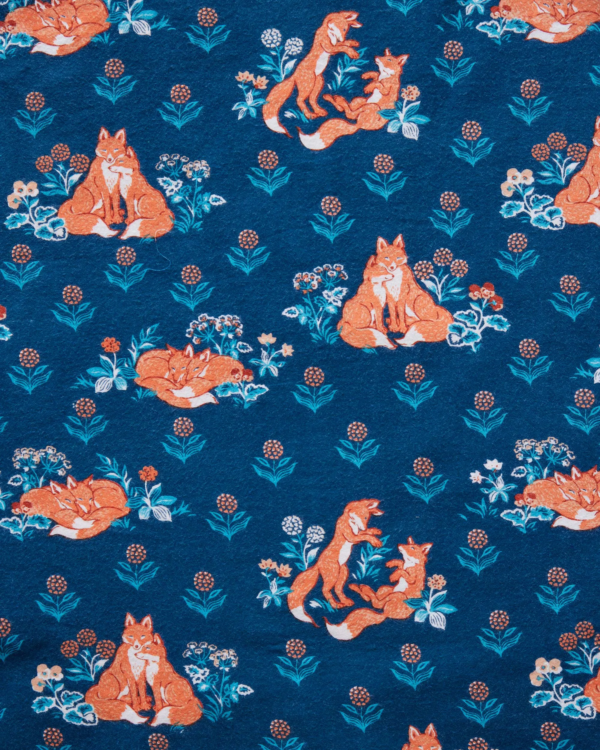 Fox Friends - Flannel Sleep Shirt - Time for Bed Blue