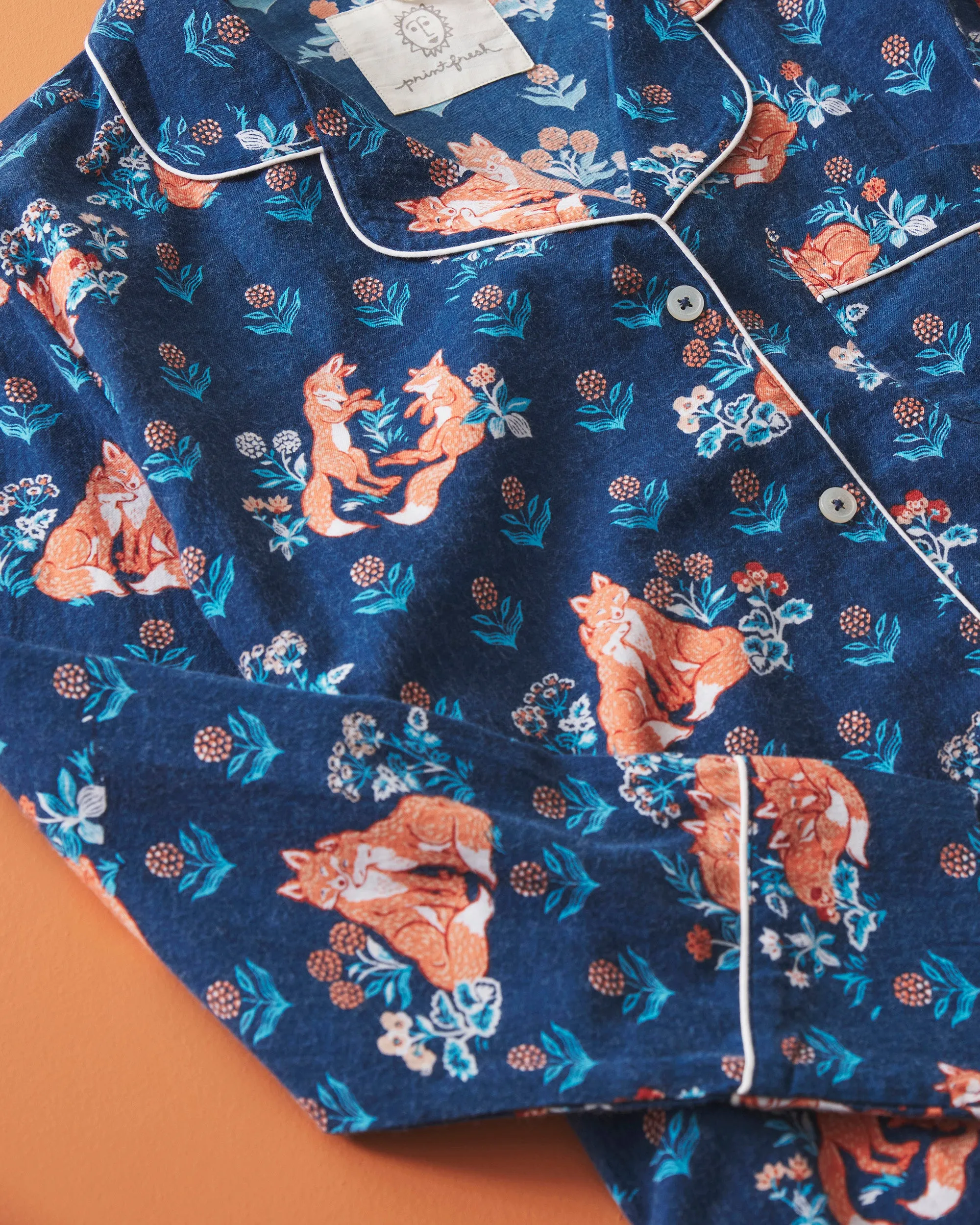 Fox Friends - Flannel Sleep Shirt - Time for Bed Blue