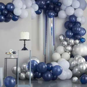 Ginger Ray Luxe Silver Navy & Blue Balloon Arch Kit