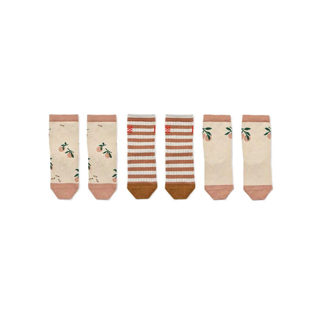 Liewood Silas Socks - 3 Pack - Peach Sea Shell Mix