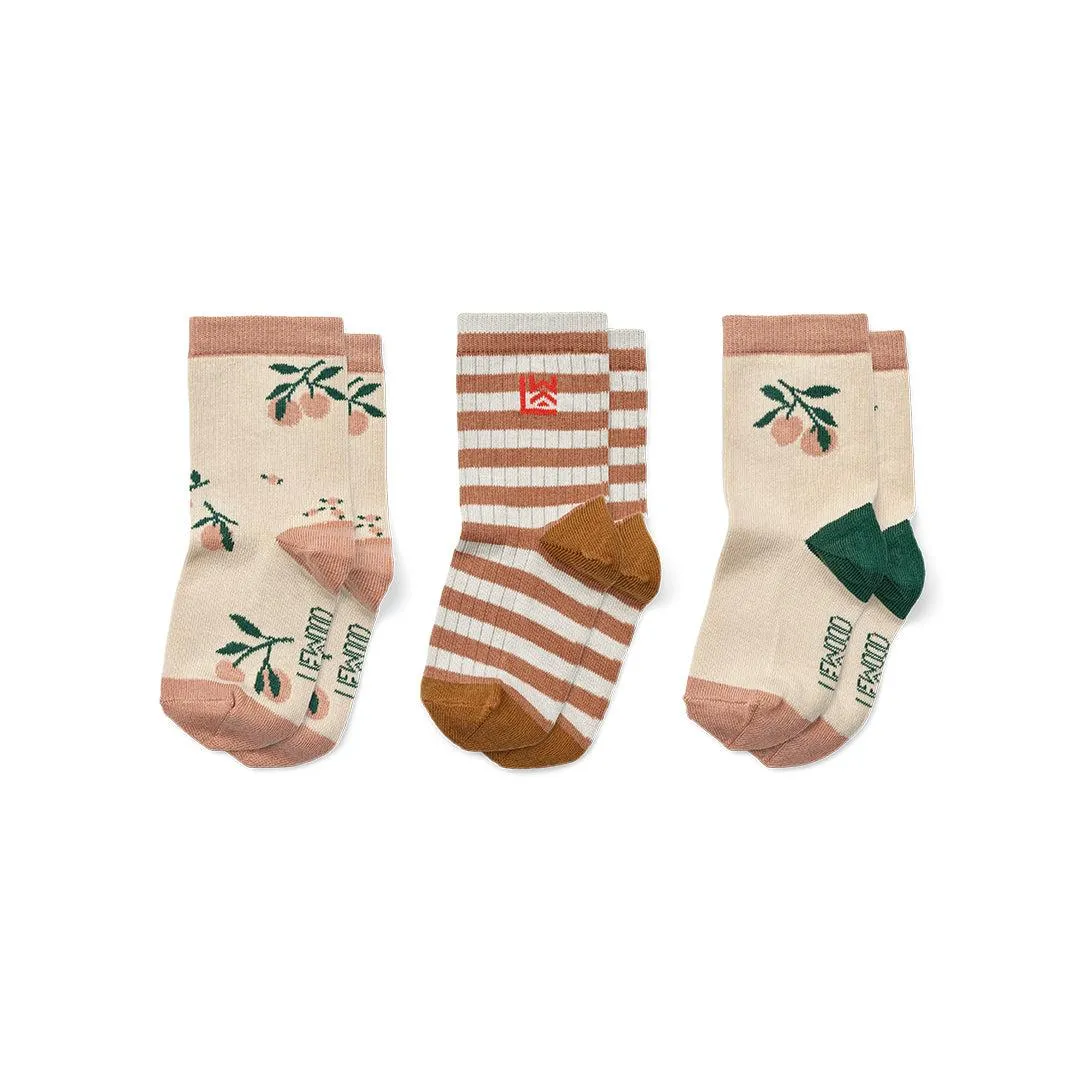 Liewood Silas Socks - 3 Pack - Peach Sea Shell Mix