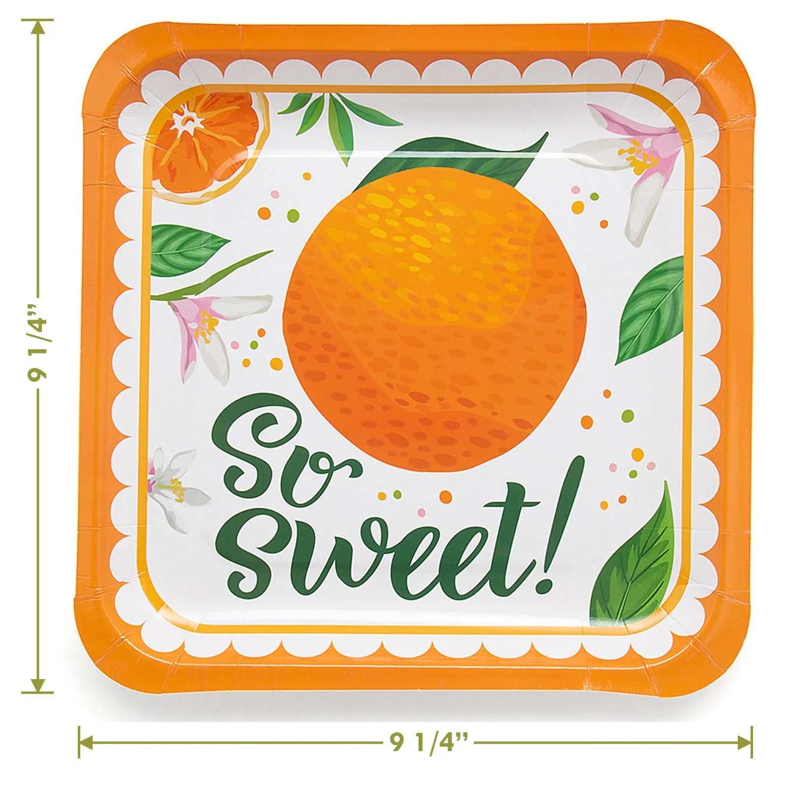 Little Cutie Party Clementine Orange Citrus Paper Dinner Plates and Napkins (Serves 16)