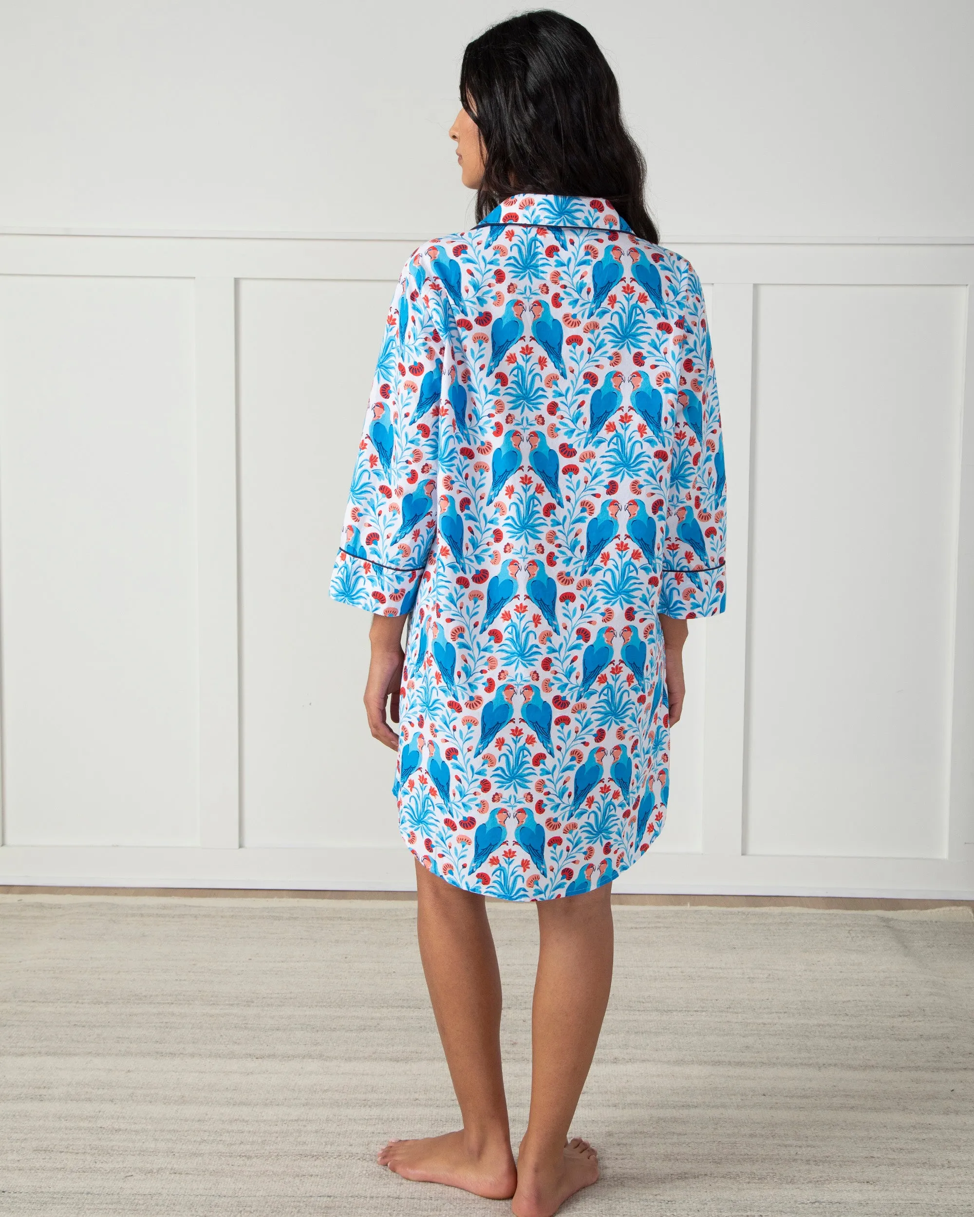 Lovebirds - Sleep Shirt - Blue Cloud