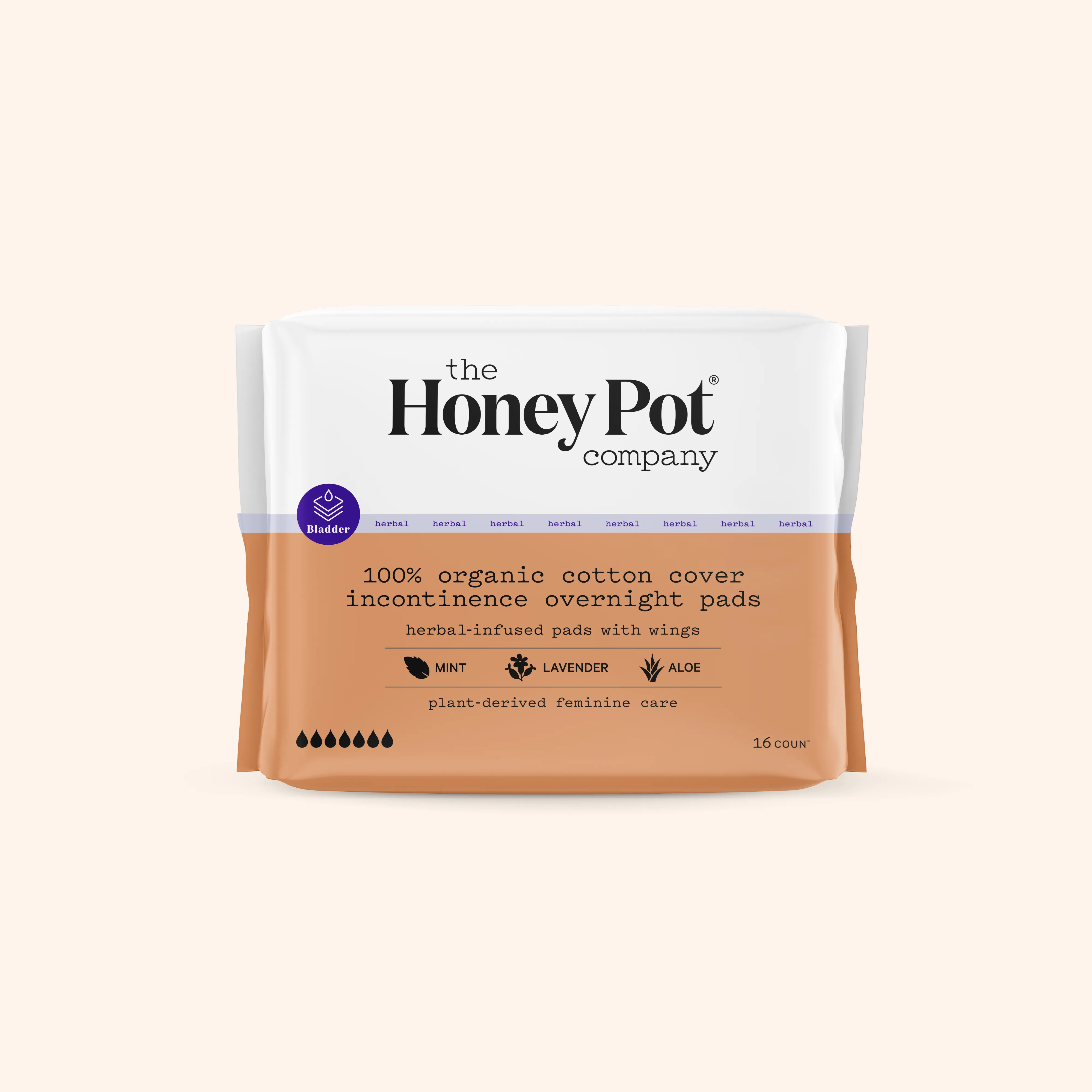 Organic Cotton Cover Herbal Incontinence Overnight Pads with Wings