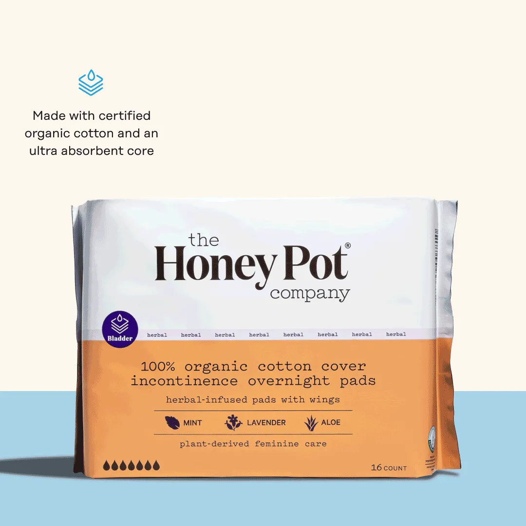 Organic Cotton Cover Herbal Incontinence Overnight Pads with Wings