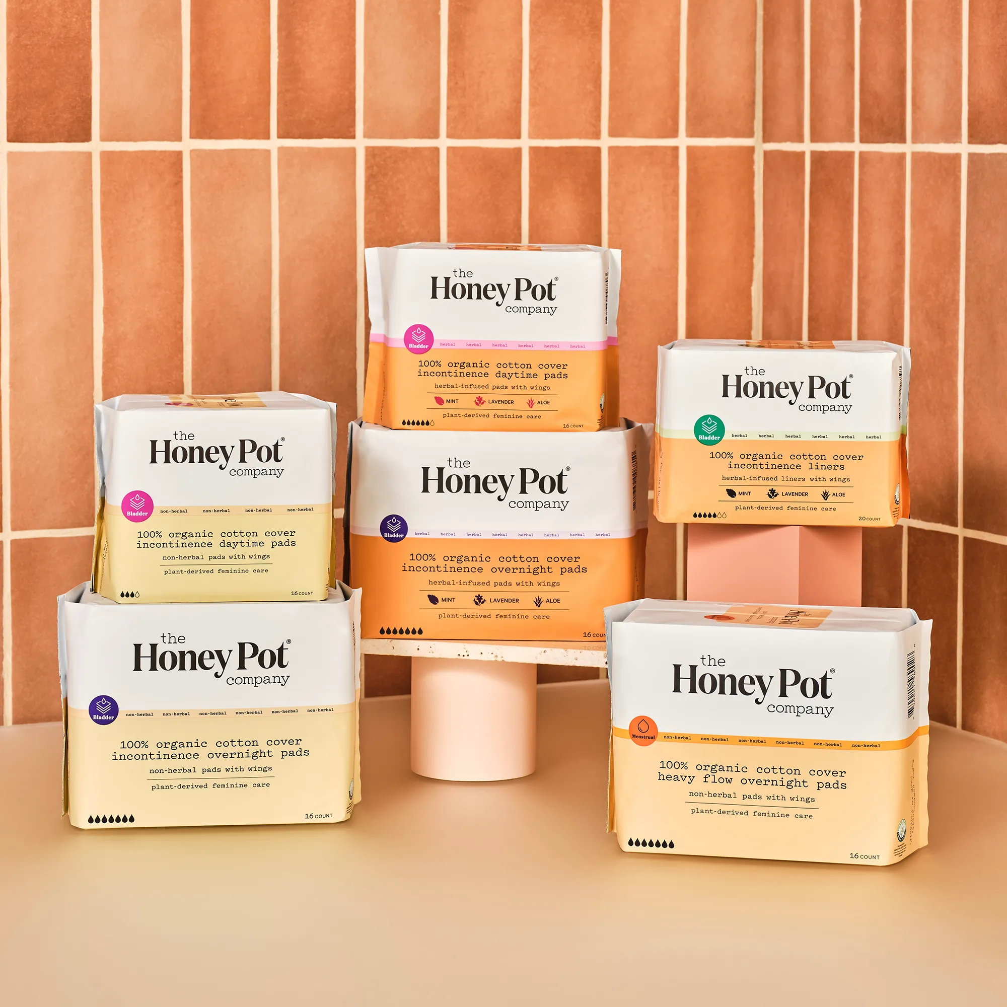 Organic Cotton Cover Herbal Incontinence Overnight Pads with Wings