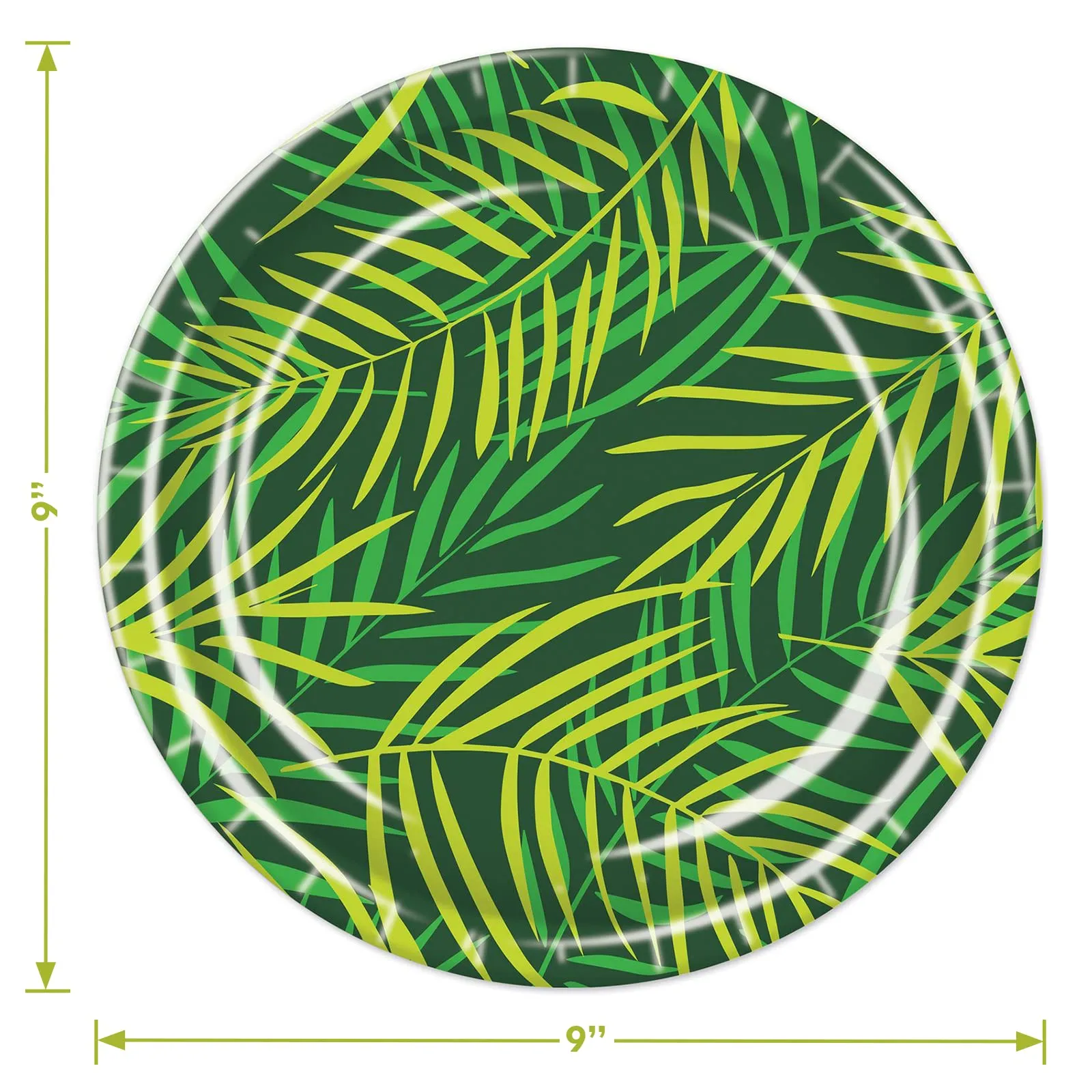 Palm Leaf Jungle and Luau Party Paper Dinner Plates and Lunch Napkins (Serves 16)