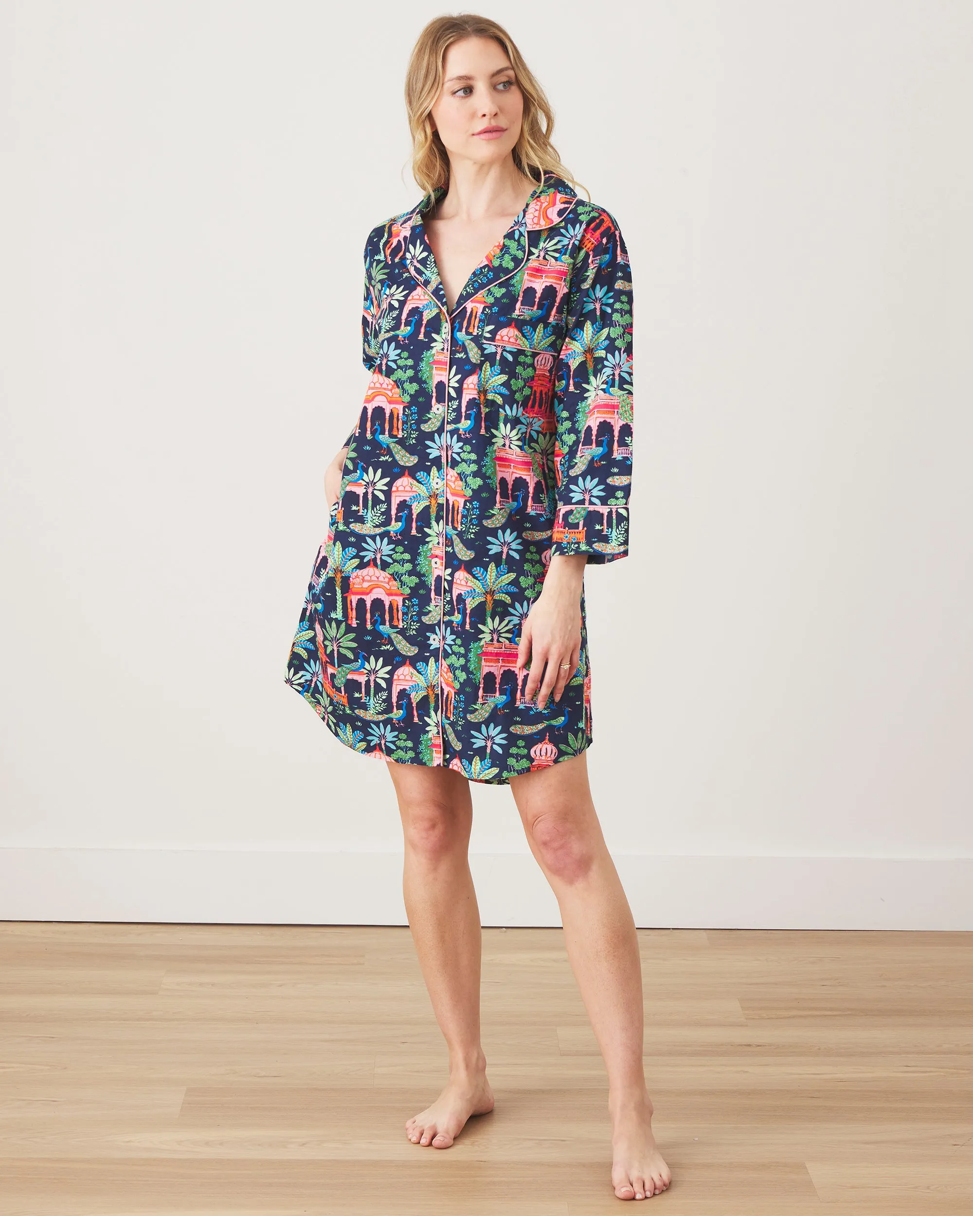 Peacock Palace - Sleep Shirt - Deep Navy