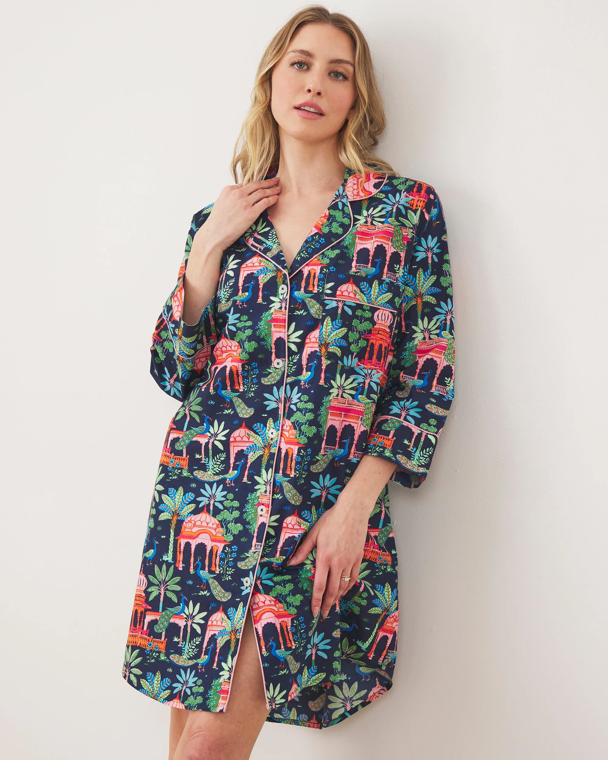Peacock Palace - Sleep Shirt - Deep Navy