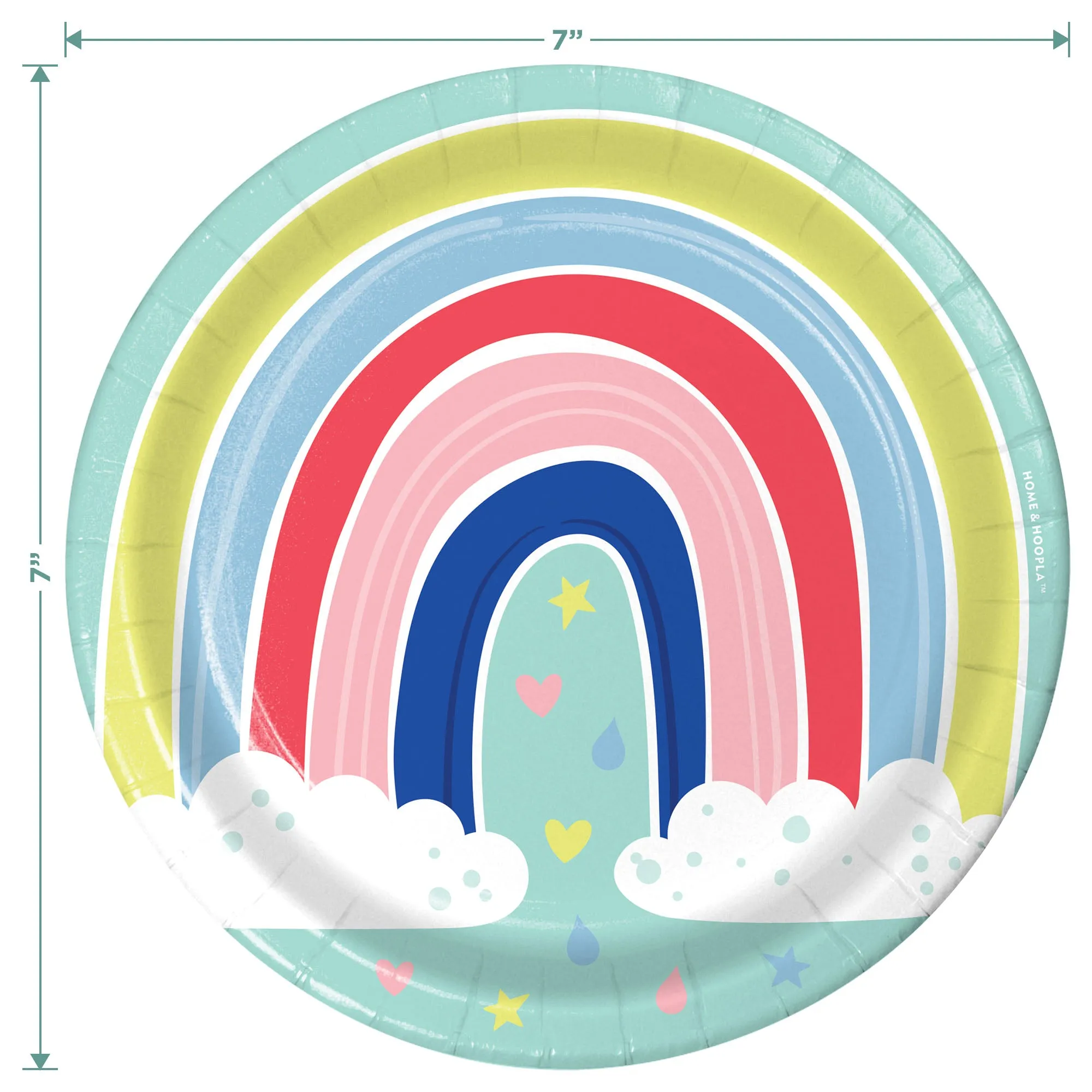 Rainbow Party Supplies - Rainbow Art Round Paper Dessert Plates for 16 Guests