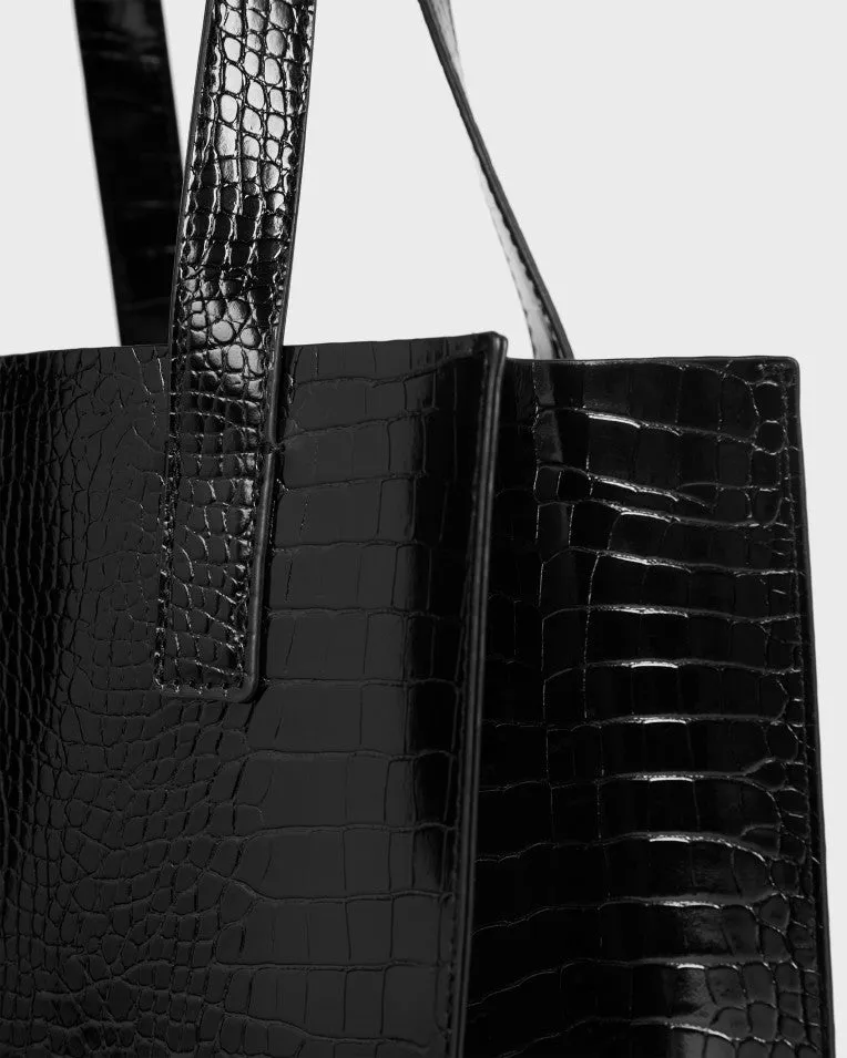 Reptcon Croc Detail Small Icon Bag Black