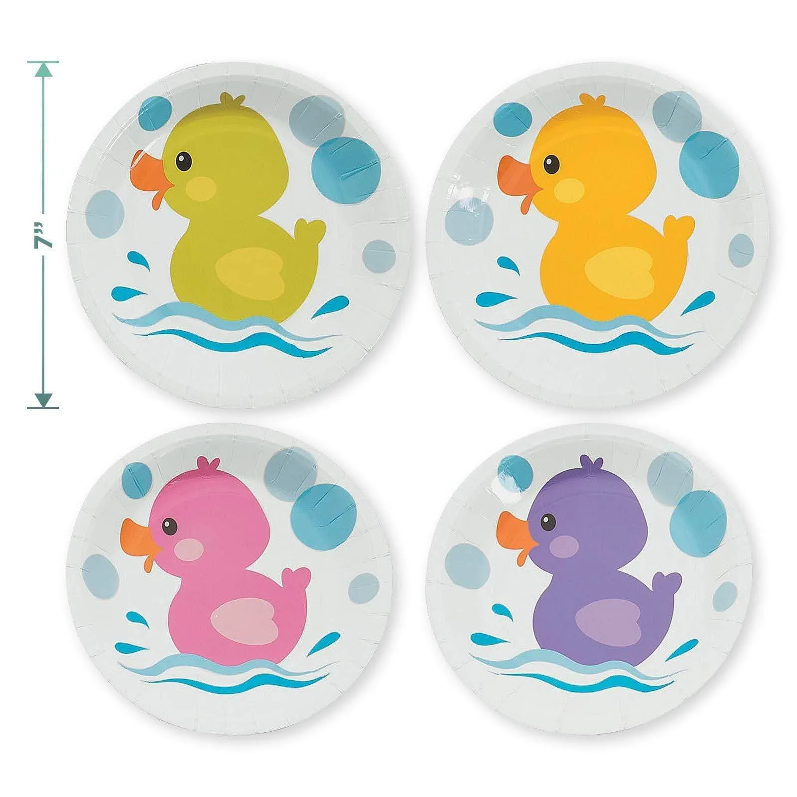 Rubber Ducky Colorful Duck Paper Dessert Plates and Beverage Napkins (Serves 16)