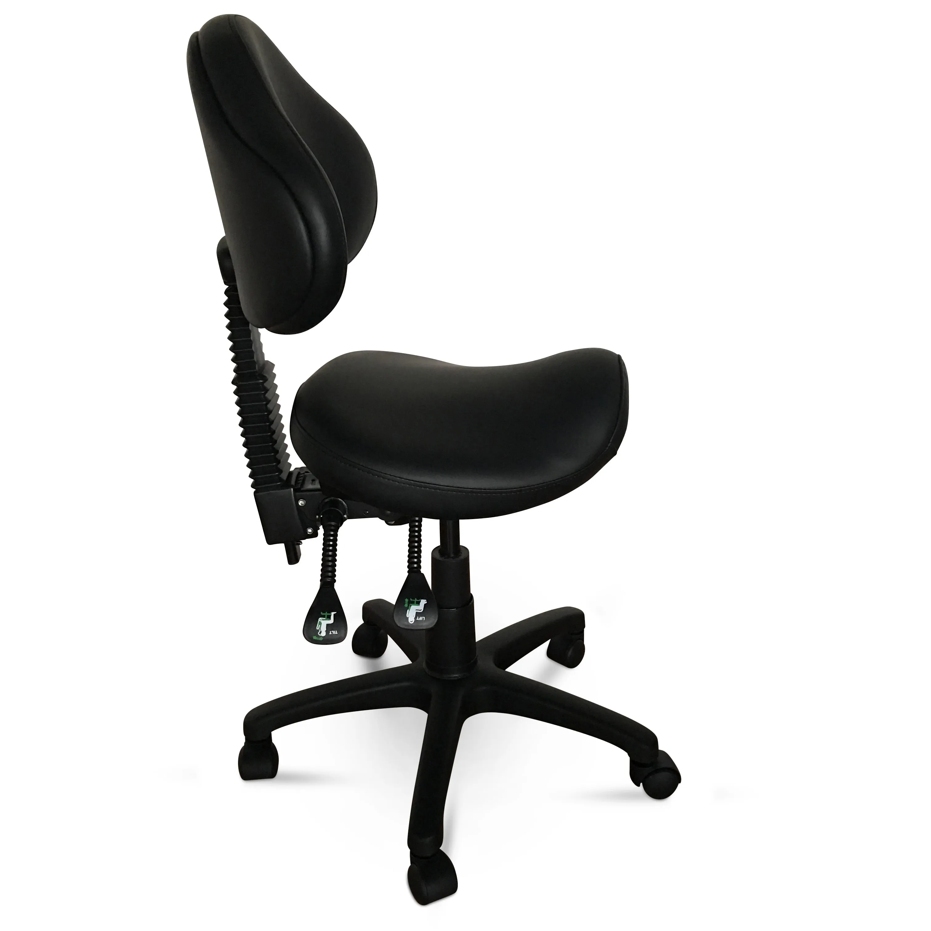 Saddle Shape Stool with Back Support and 500lbs Weight Capacity